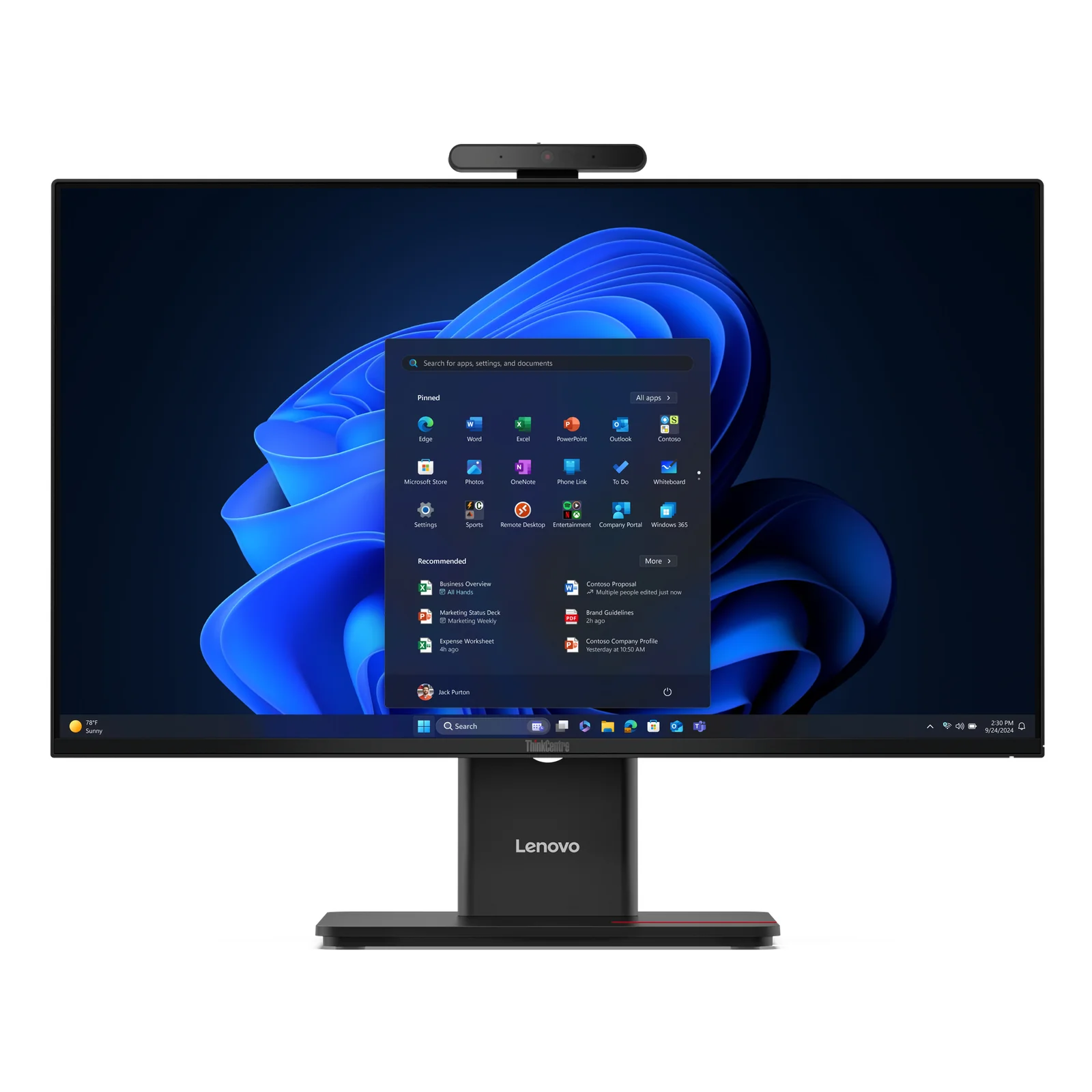 Lenovo ThinkCentre M70a Gen 6 Intel Core Ultra 5 235T 60,5 cm (23.8") 1920 x 1080 pixels PC All-in-One 16 Go DDR5-SDRAM 512 Go SSD Windows 11 Pro Wi-Fi 6E (802.11ax) Noir