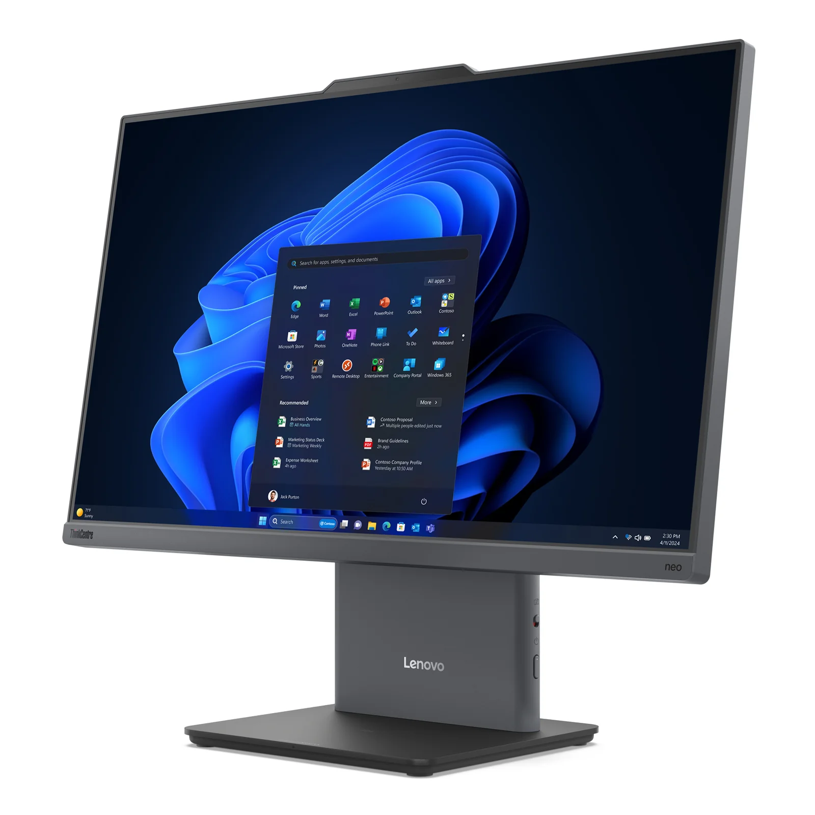 Lenovo ThinkCentre neo 50a 24 Gen 5 Intel Core 5 210H 60,5 cm (23.8") 1920 x 1080 pixels PC All-in-One 8 Go DDR5-SDRAM 256 Go SSD Windows 11 Pro Wi-Fi 6 (802.11ax) Gris