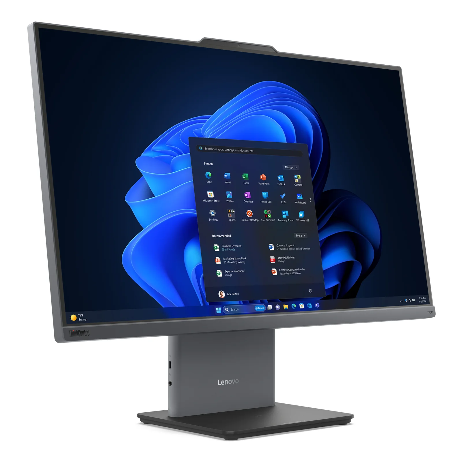 Lenovo ThinkCentre neo 55a 24 Gen 6 AMD Ryzen™ 5 220 60,5 cm (23.8") 1920 x 1080 pixels PC All-in-One 8 Go DDR5-SDRAM 256 Go SSD Windows 11 Pro Wi-Fi 6 (802.11ax) Gris