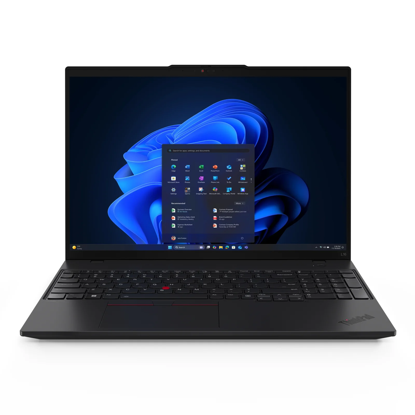 ThinkPad L16 Gen 2 (AMD) Copilot+ PC AMD Ryzen AI 7 350 Ordinateur portable 40,6 cm (16") WUXGA 32 Go DDR5-SDRAM 1 To SSD Wi-Fi 7 (802.11be) Windows 11 Pro Allemand Noir