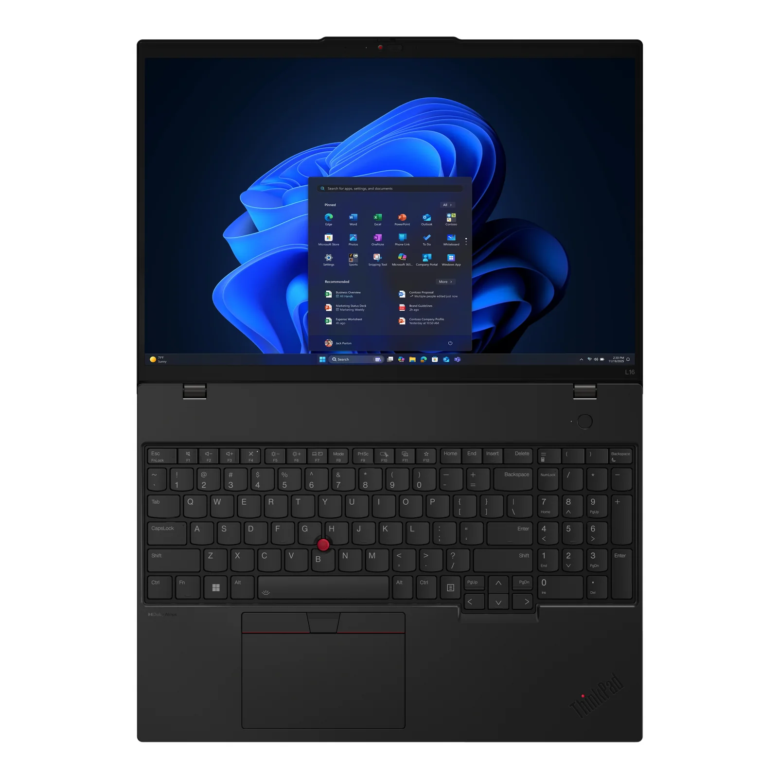 Lenovo ThinkPad L16 Gen 2 (Intel) Intel Core Ultra 7 255U Ordinateur portable 40,6 cm (16") WUXGA 32 Go DDR5-SDRAM 1 To SSD Wi-Fi 6E (802.11ax) Windows 11 Pro Allemand Noir