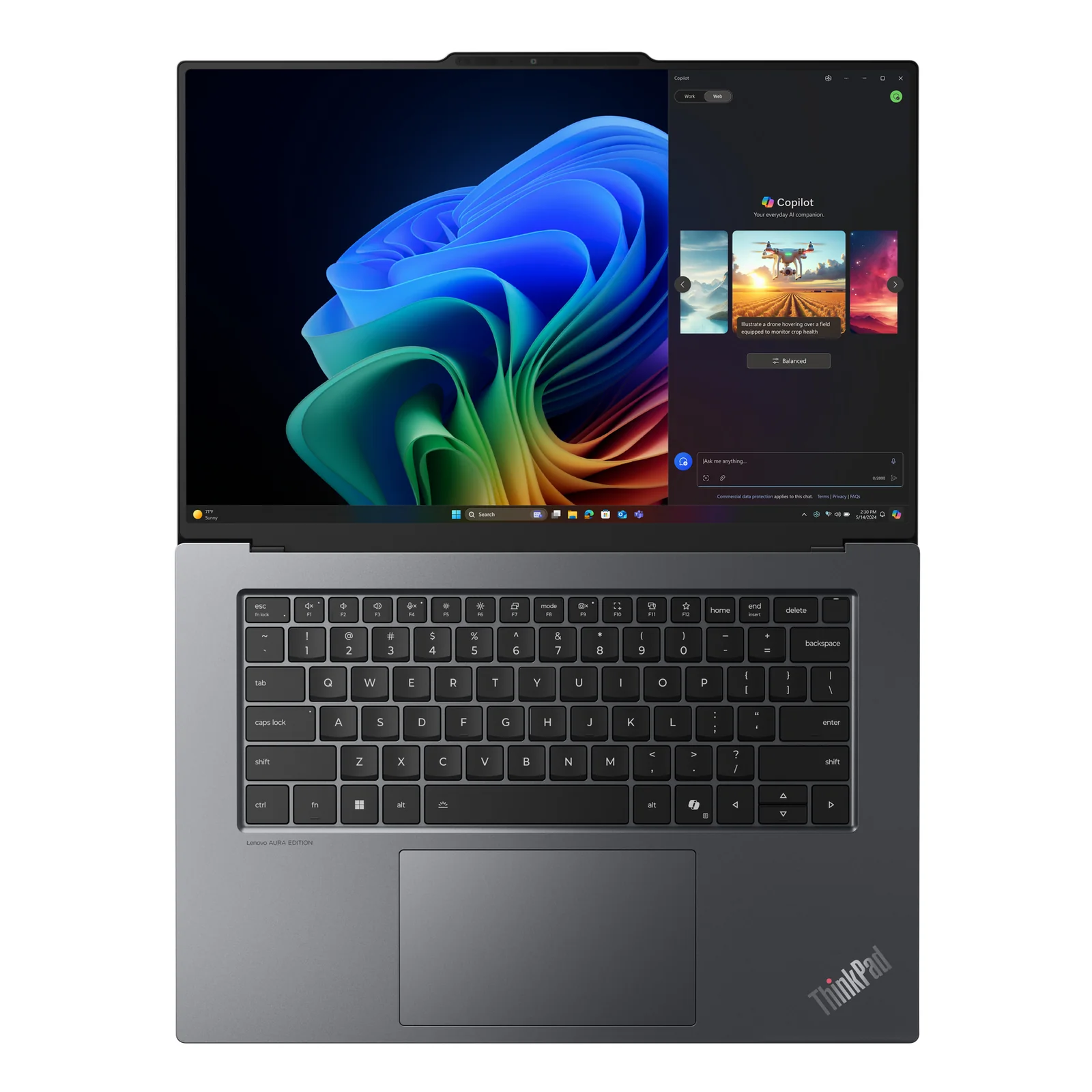 Lenovo ThinkPad X9-15 Gen 1 Aura Edition Copilot+ PC Intel Core Ultra 5 226V Ordinateur portable 38,9 cm (15.3") 2.8K 16 Go LPDDR5x-SDRAM 512 Go SSD Wi-Fi 7 (802.11be) Windows 11 Pro Français Gris