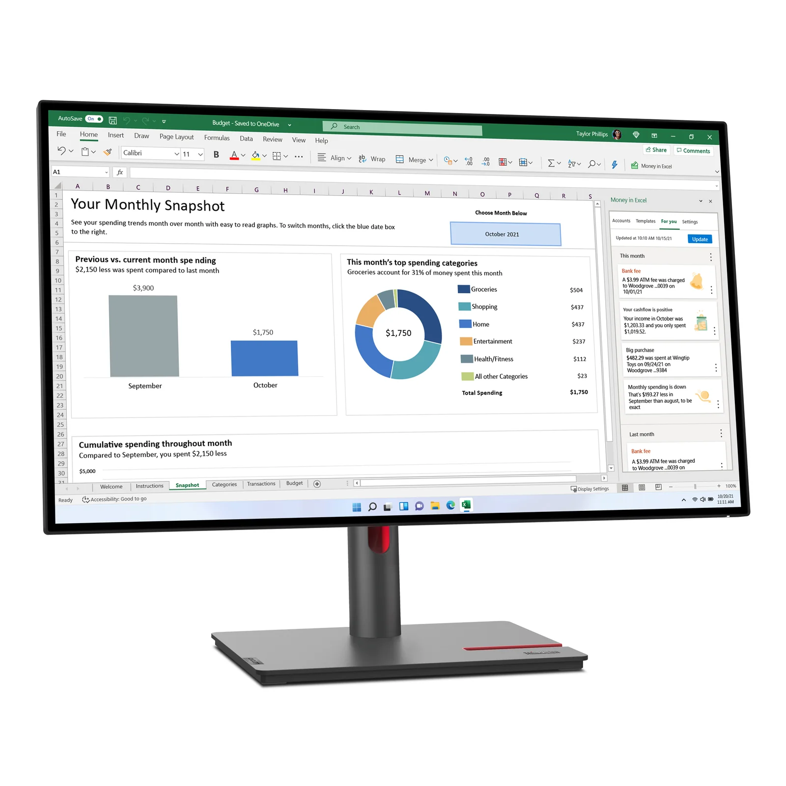 Lenovo ThinkVision P27h-30 écran plat de PC 68,6 cm (27") 2560 x 1440 pixels Quad HD LCD Noir