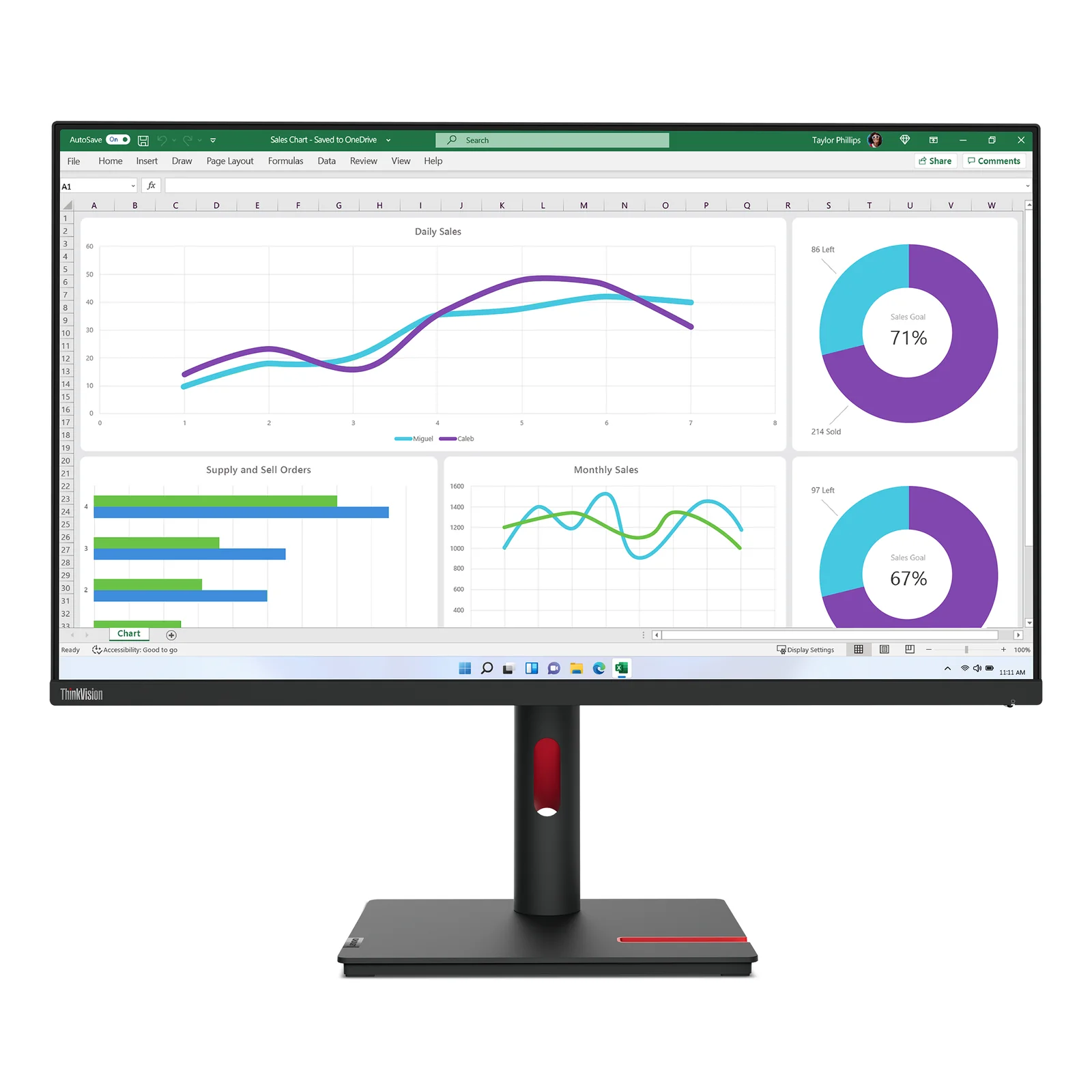 ThinkVision T32h-30 écran plat de PC 80 cm (31.5") 2560 x 1440 pixels Quad HD LED Noir