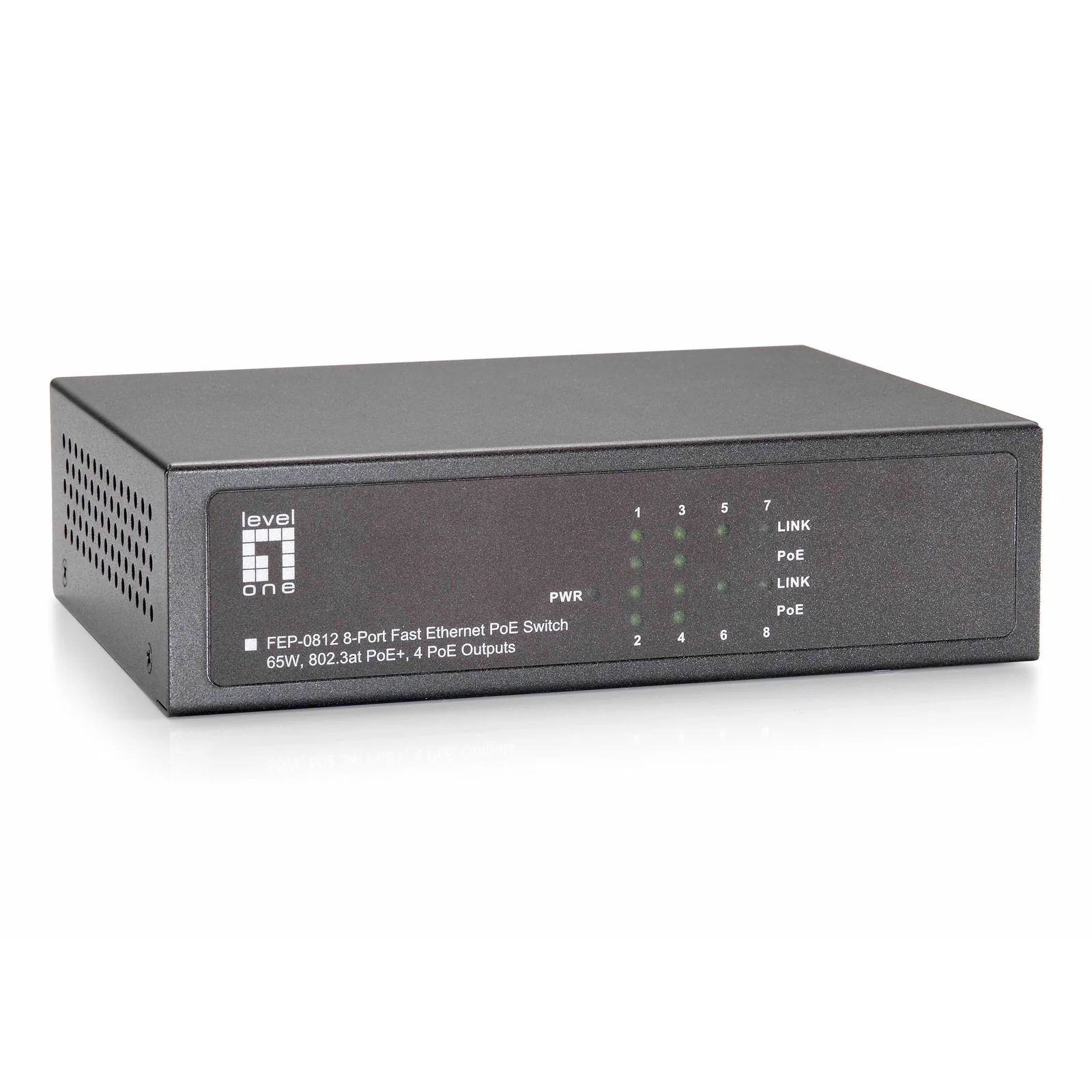 LevelOne FEP-0812 commutateur réseau Fast Ethernet (10/100) Connexion Ethernet, supportant l'alimentation via ce port (PoE) Noir