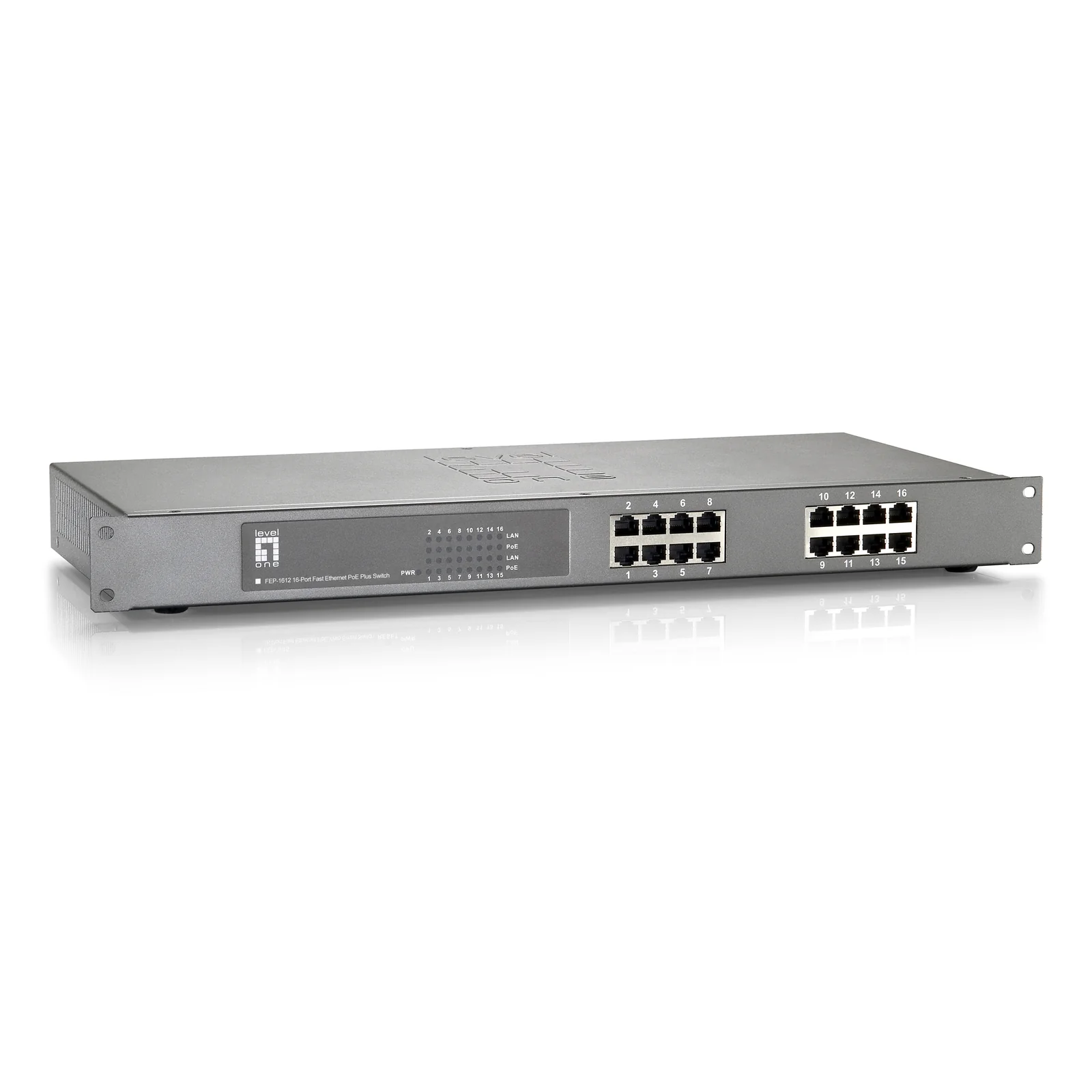 LevelOne FEP-1612W120 commutateur réseau Fast Ethernet (10/100) Connexion Ethernet, supportant l'alimentation via ce port (PoE) Gris