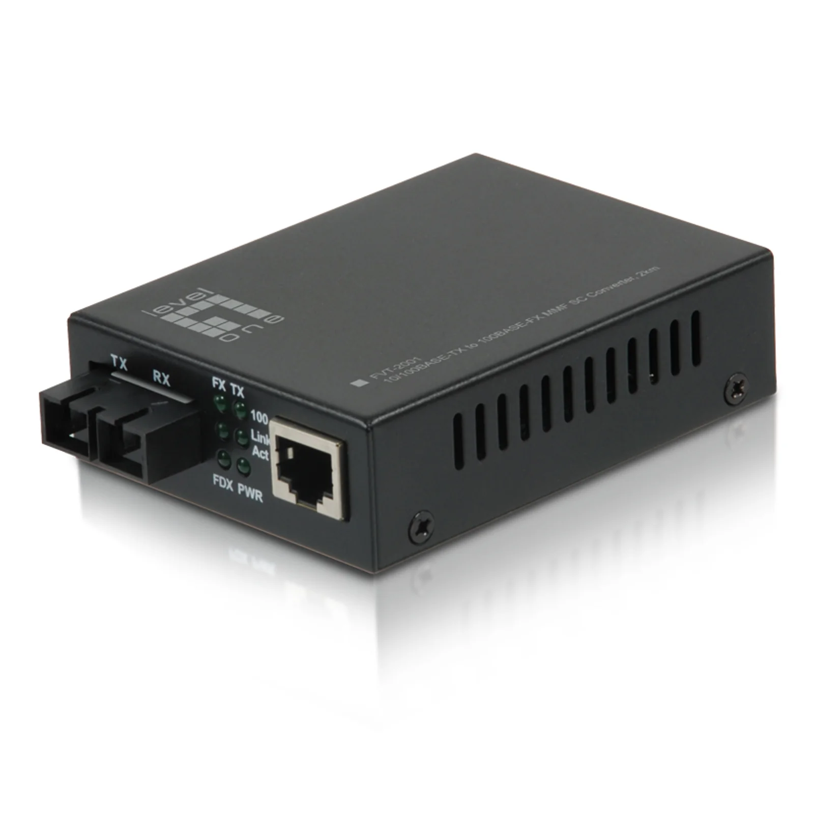 LevelOne FVT-2001 convertisseur de support réseau 100 Mbit/s 1310 nm Multimode Noir
