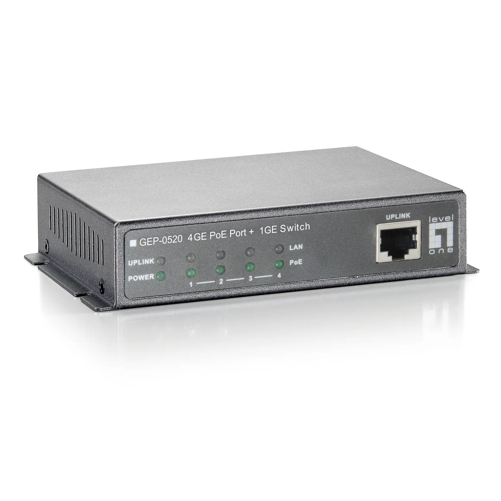 LevelOne GEP-0520 commutateur réseau Gigabit Ethernet (10/100/1000) Connexion Ethernet, supportant l'alimentation via ce port (PoE) Noir