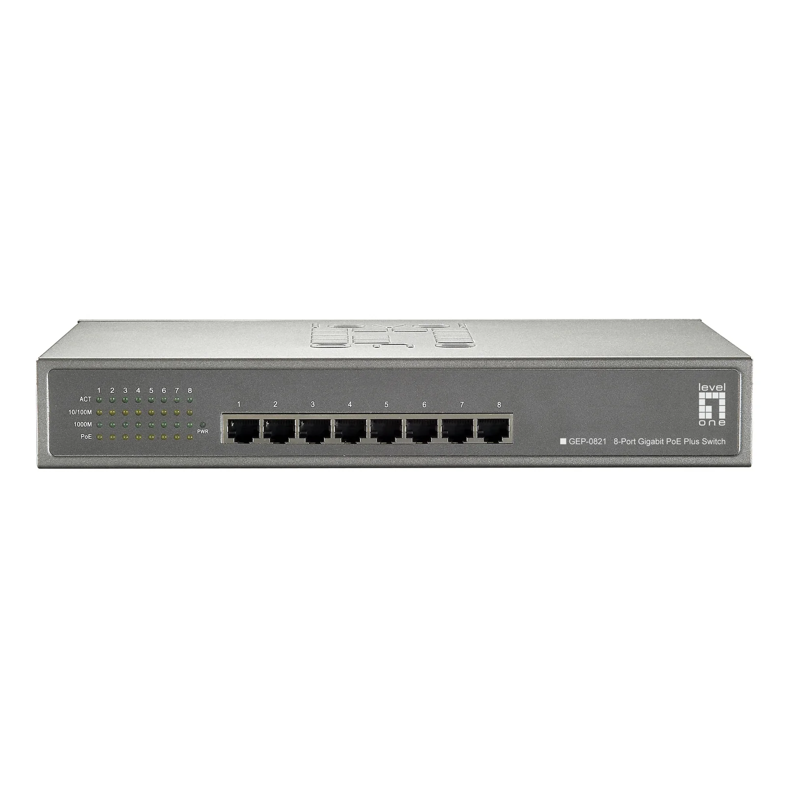 LevelOne GEP-0821 commutateur réseau Gigabit Ethernet (10/100/1000) Connexion Ethernet, supportant l'alimentation via ce port (PoE) Gris
