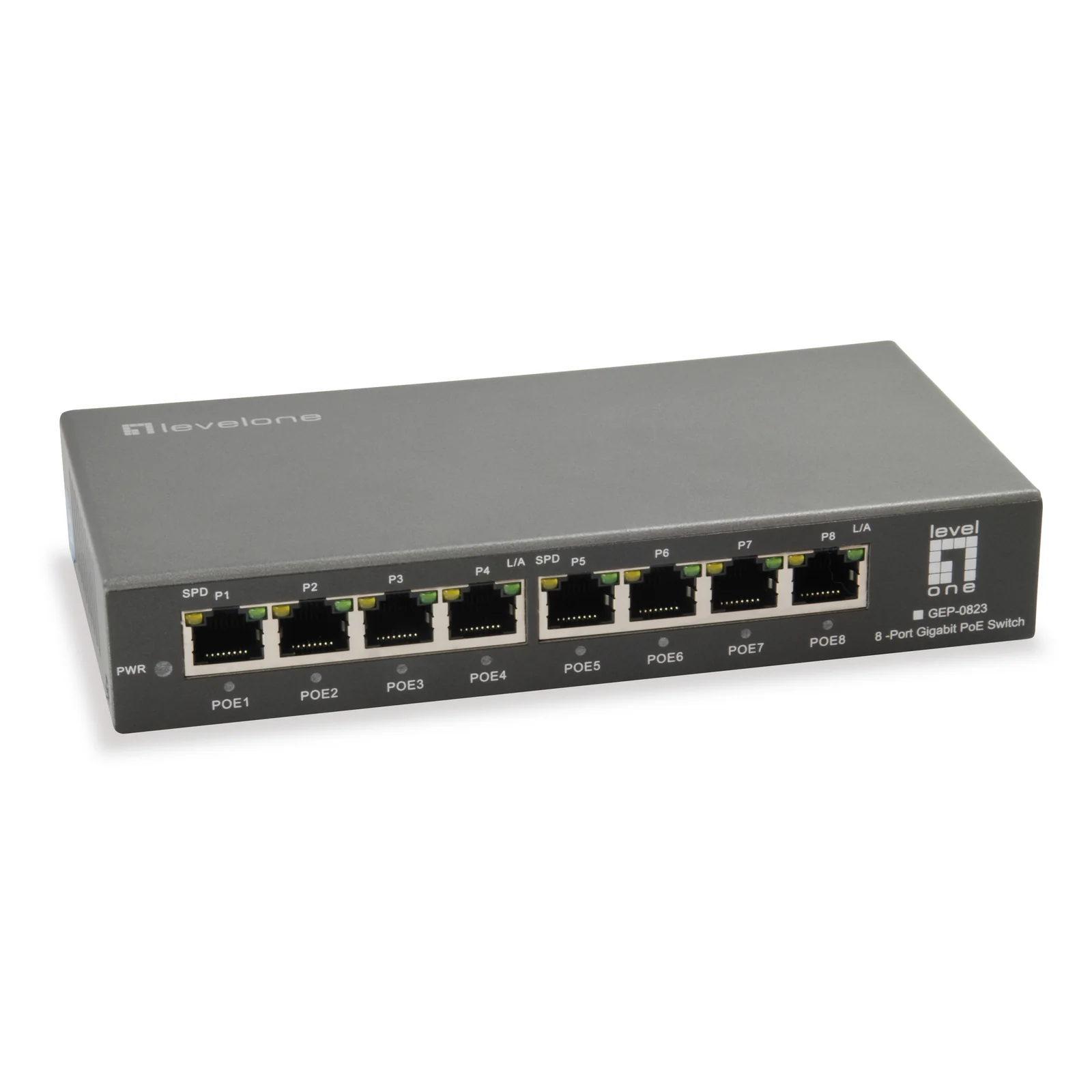 LevelOne GEP-0823 commutateur réseau Gigabit Ethernet (10/100/1000) Connexion Ethernet, supportant l'alimentation via ce port (PoE) Noir