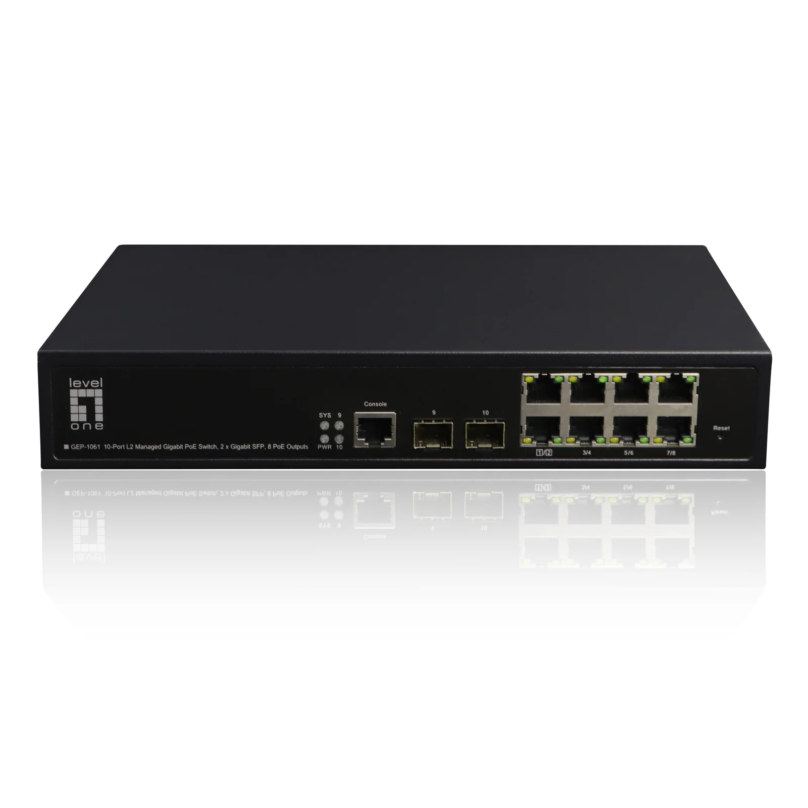 LevelOne GEP-1061 commutateur réseau Géré L2 Gigabit Ethernet (10/100/1000) Connexion Ethernet, supportant l'alimentation via ce port (PoE) Noir