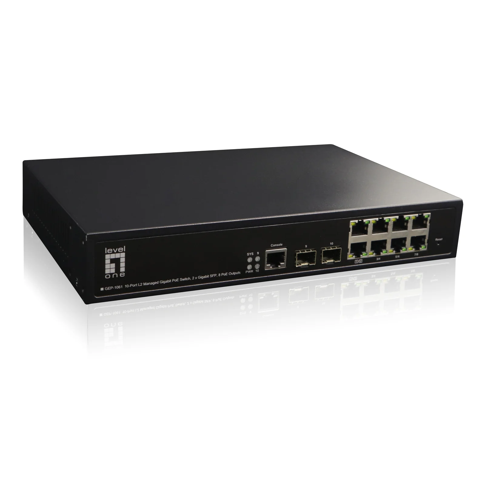 LevelOne GEP-1061 commutateur réseau Géré L2 Gigabit Ethernet (10/100/1000) Connexion Ethernet, supportant l'alimentation via ce port (PoE) Noir