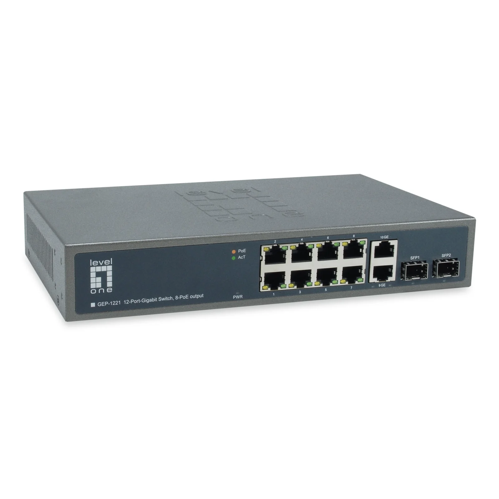 LevelOne GEP-1221 commutateur réseau Non-géré Gigabit Ethernet (10/100/1000) Connexion Ethernet, supportant l'alimentation via ce port (PoE) Noir