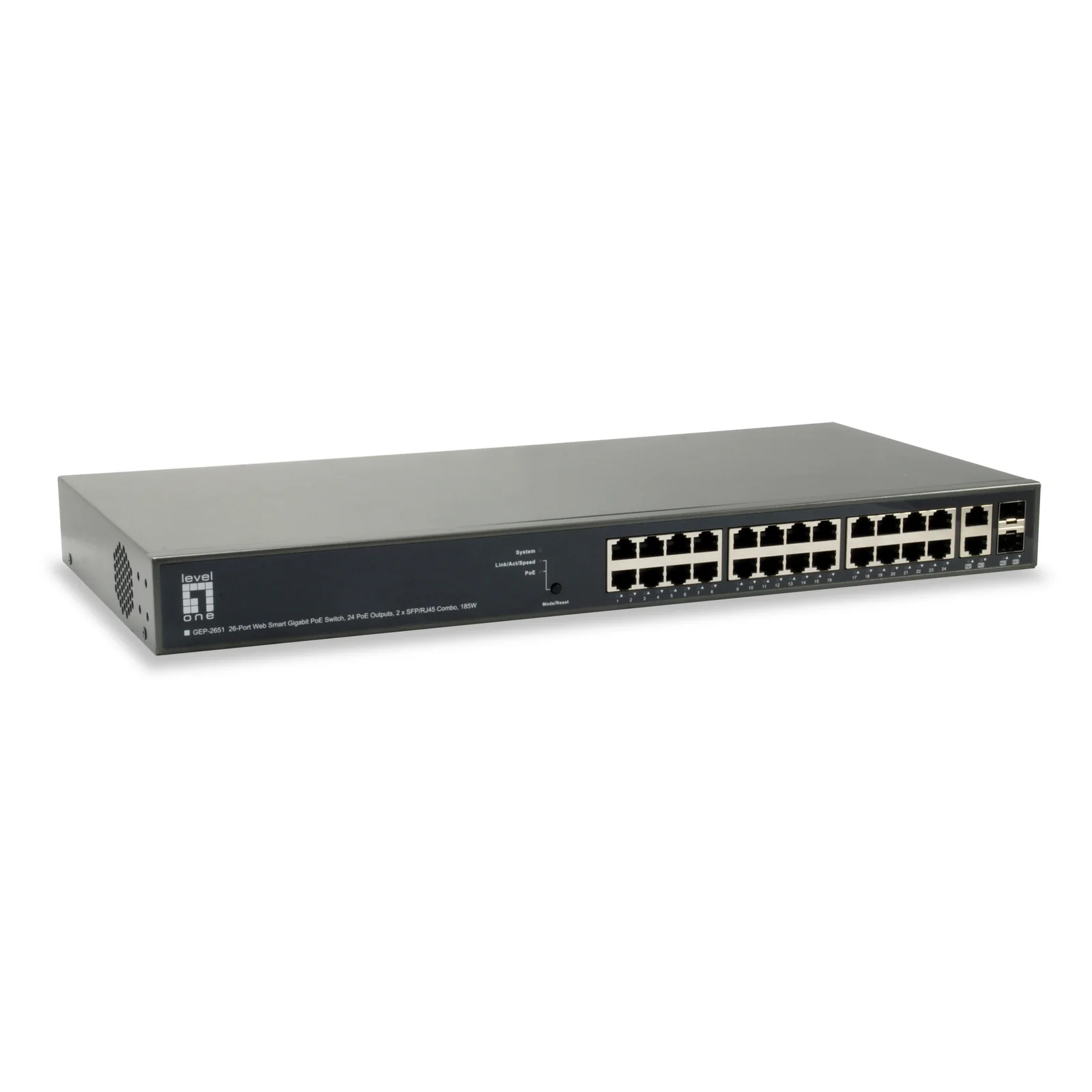 LevelOne GEP-2651 commutateur réseau Géré L3 Gigabit Ethernet (10/100/1000) Connexion Ethernet, supportant l'alimentation via ce port (PoE) Noir