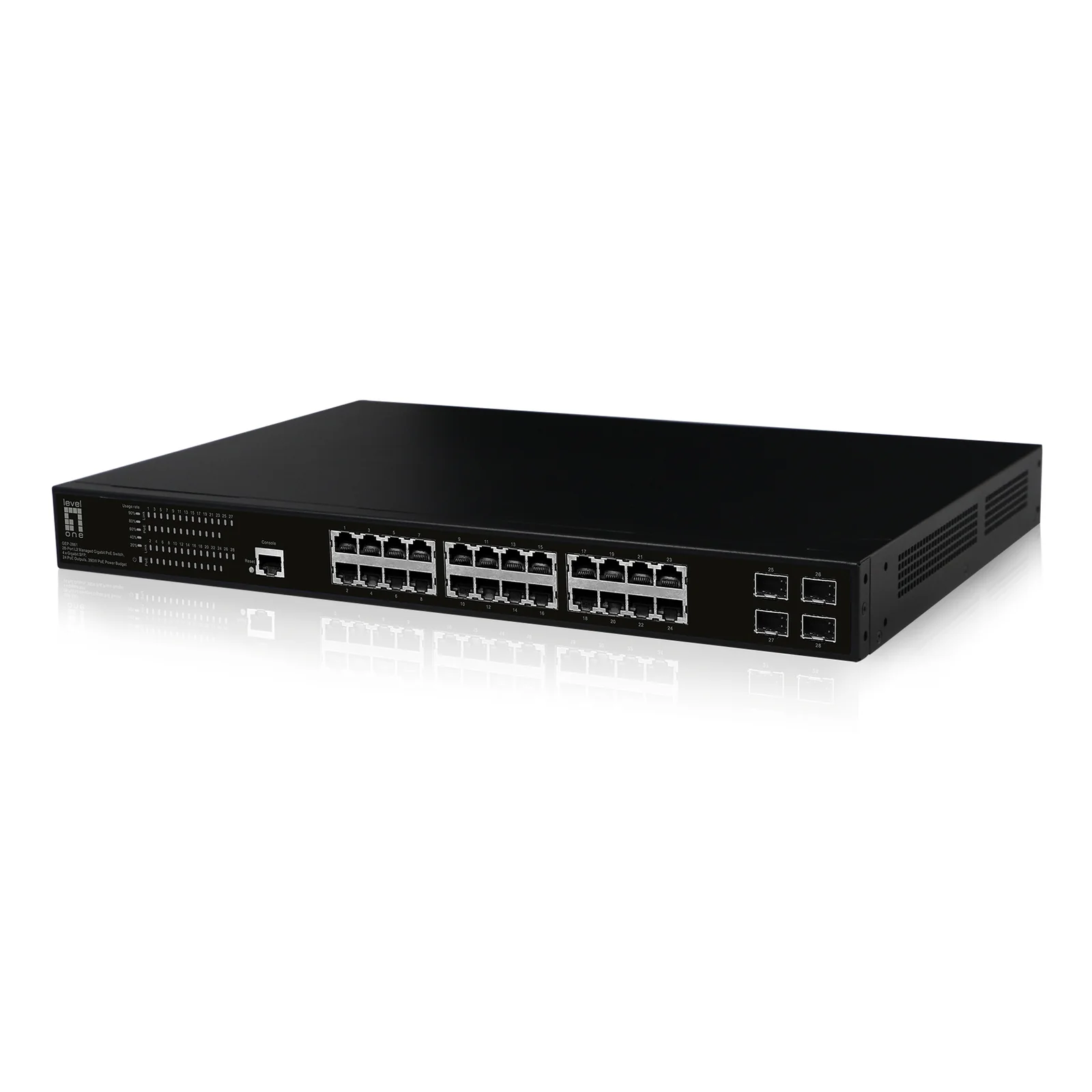LevelOne GEP-2861 commutateur réseau Géré L2 Gigabit Ethernet (10/100/1000) Connexion Ethernet, supportant l'alimentation via ce port (PoE) 1U Noir