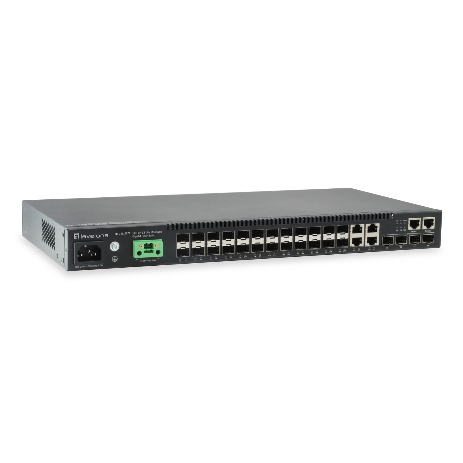LevelOne GTL-2872 commutateur réseau Géré L3 Noir