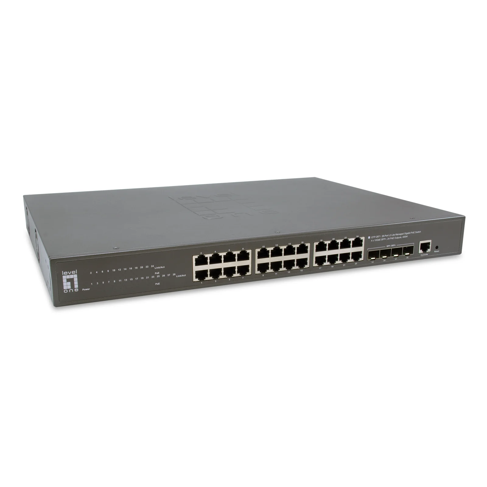 LevelOne GTP-2871 commutateur réseau Géré L3 Gigabit Ethernet (10/100/1000) Connexion Ethernet, supportant l'alimentation via ce port (PoE) Gris