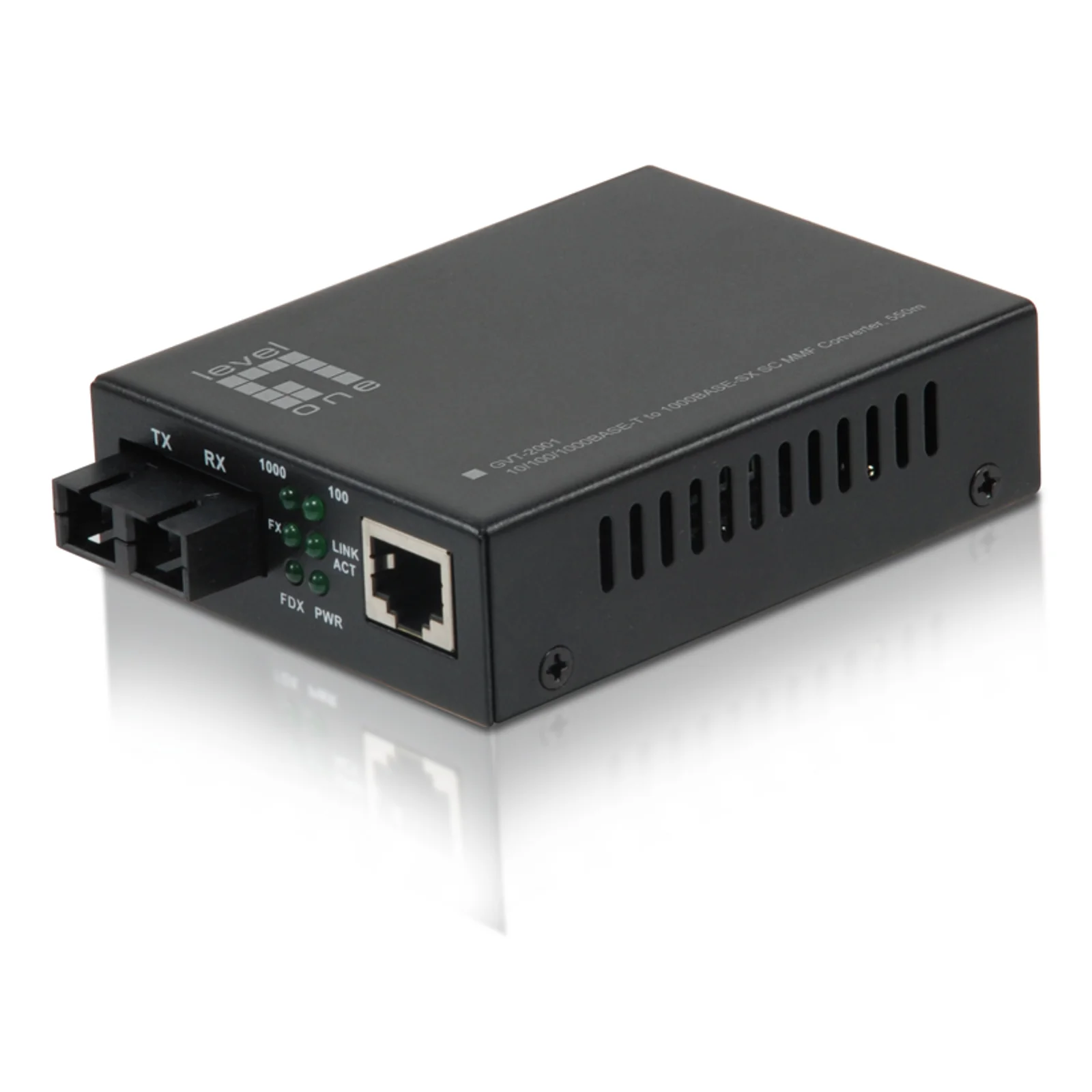 LevelOne GVT-2001 convertisseur de support réseau 1000 Mbit/s 850 nm Multimode Noir