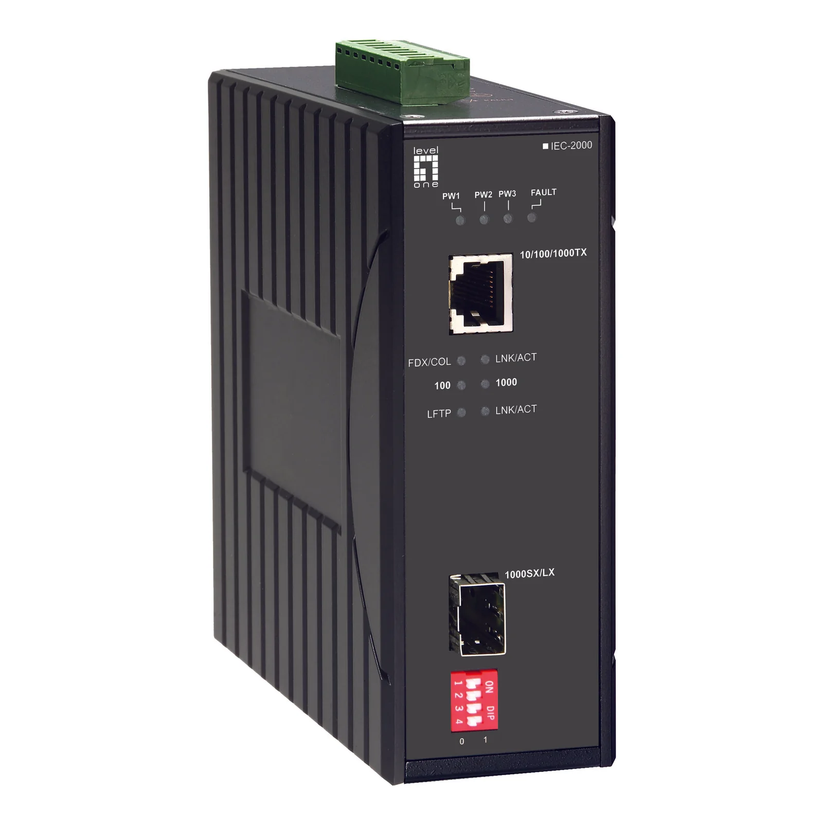 LevelOne IEC-2000 convertisseur de support réseau 1000 Mbit/s Noir