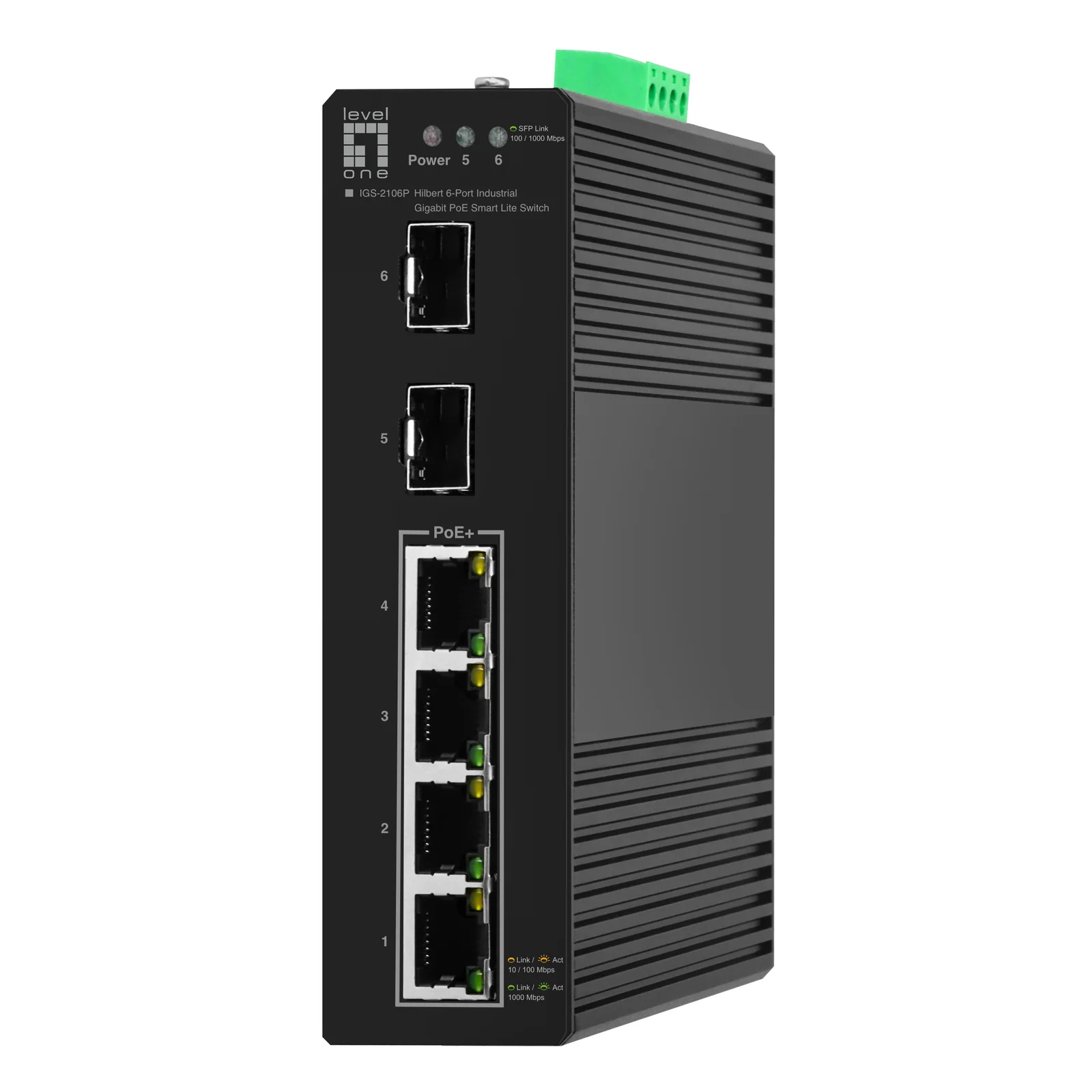 LevelOne IGS-2106P commutateur réseau Géré L2 Gigabit Ethernet (10/100/1000) Connexion Ethernet, supportant l'alimentation via ce port (PoE) Noir
