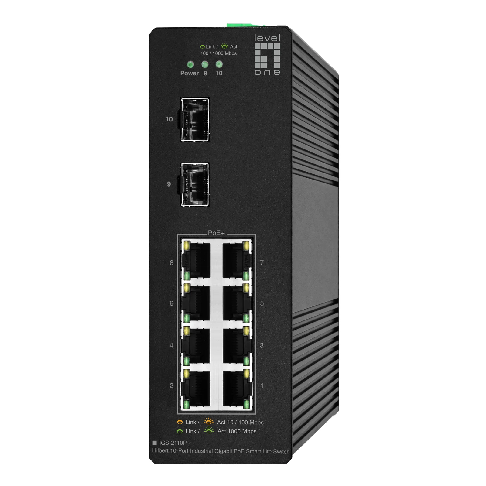 LevelOne IGS-2110P commutateur réseau Géré L2 Gigabit Ethernet (10/100/1000) Connexion Ethernet, supportant l'alimentation via ce port (PoE) Noir