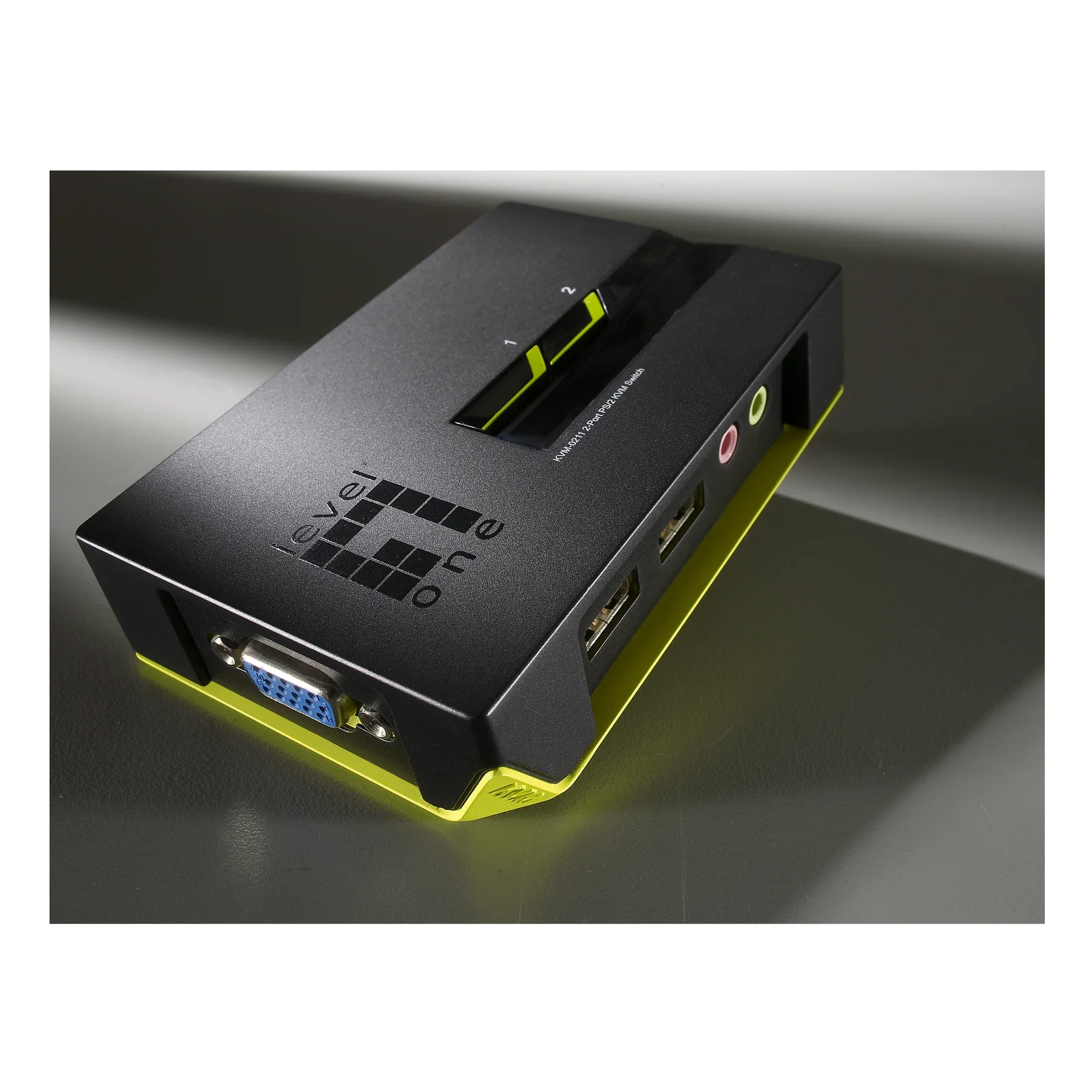 LevelOne KVM-0221 commutateur écran, clavier et souris Noir, Vert