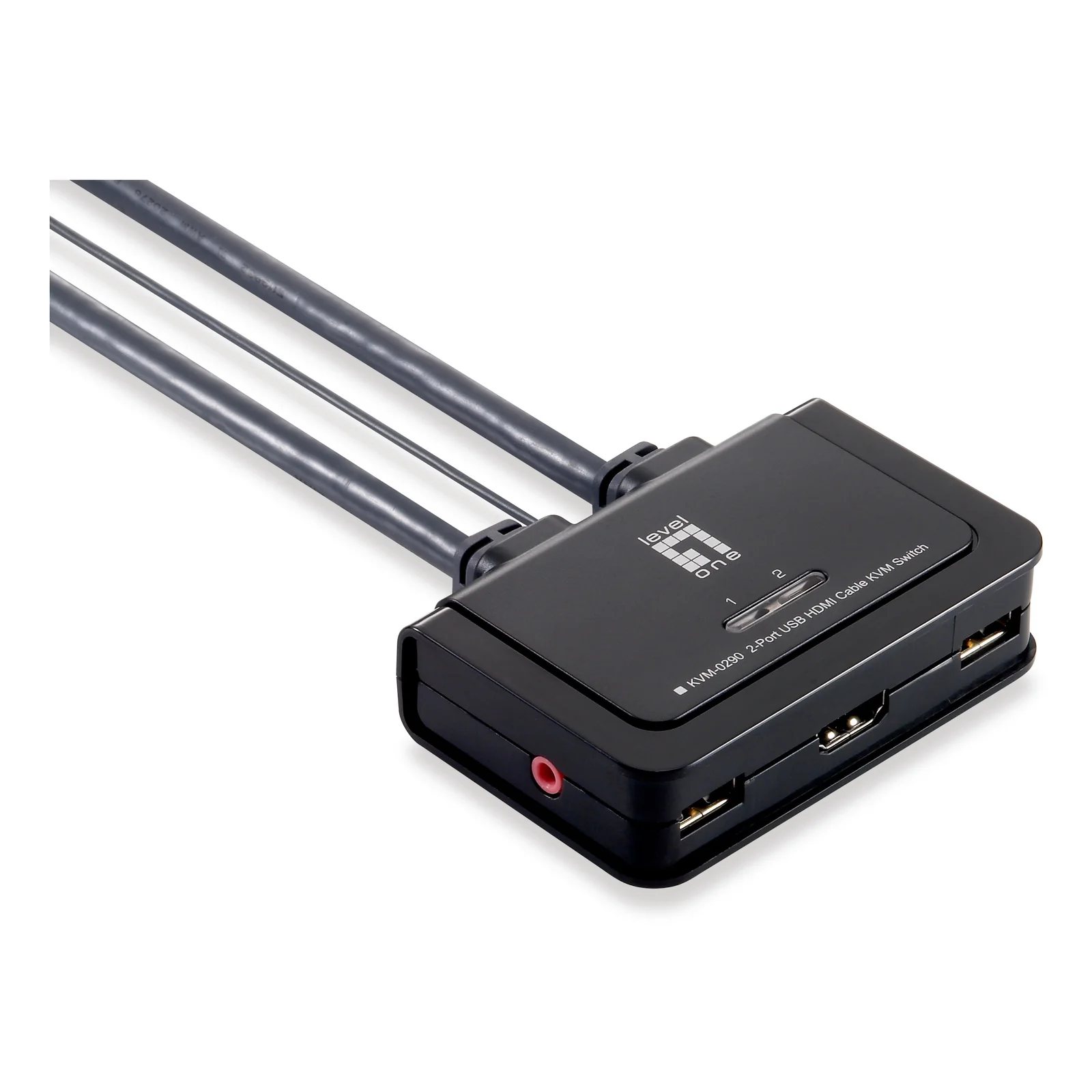 LevelOne KVM-0290 commutateur écran, clavier et souris Noir, Gris