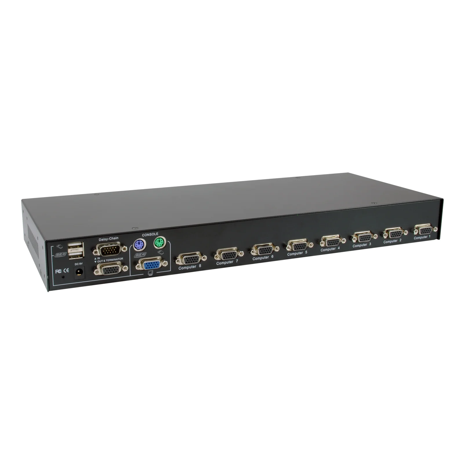 LevelOne KVM-3208 commutateur écran, clavier et souris Grille de montage Noir