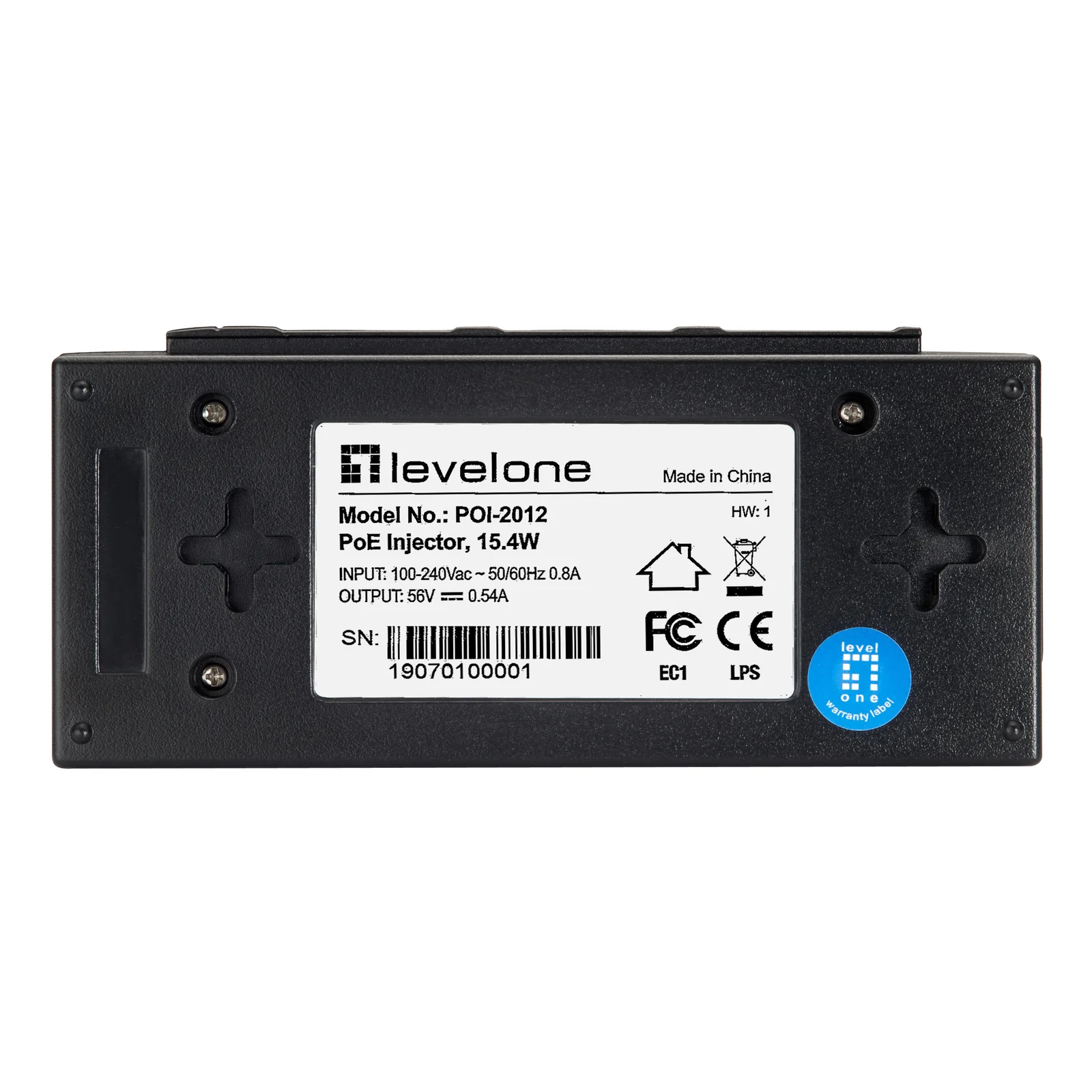 LevelOne POI-2012 adaptateur et injecteur PoE Fast Ethernet 52 V