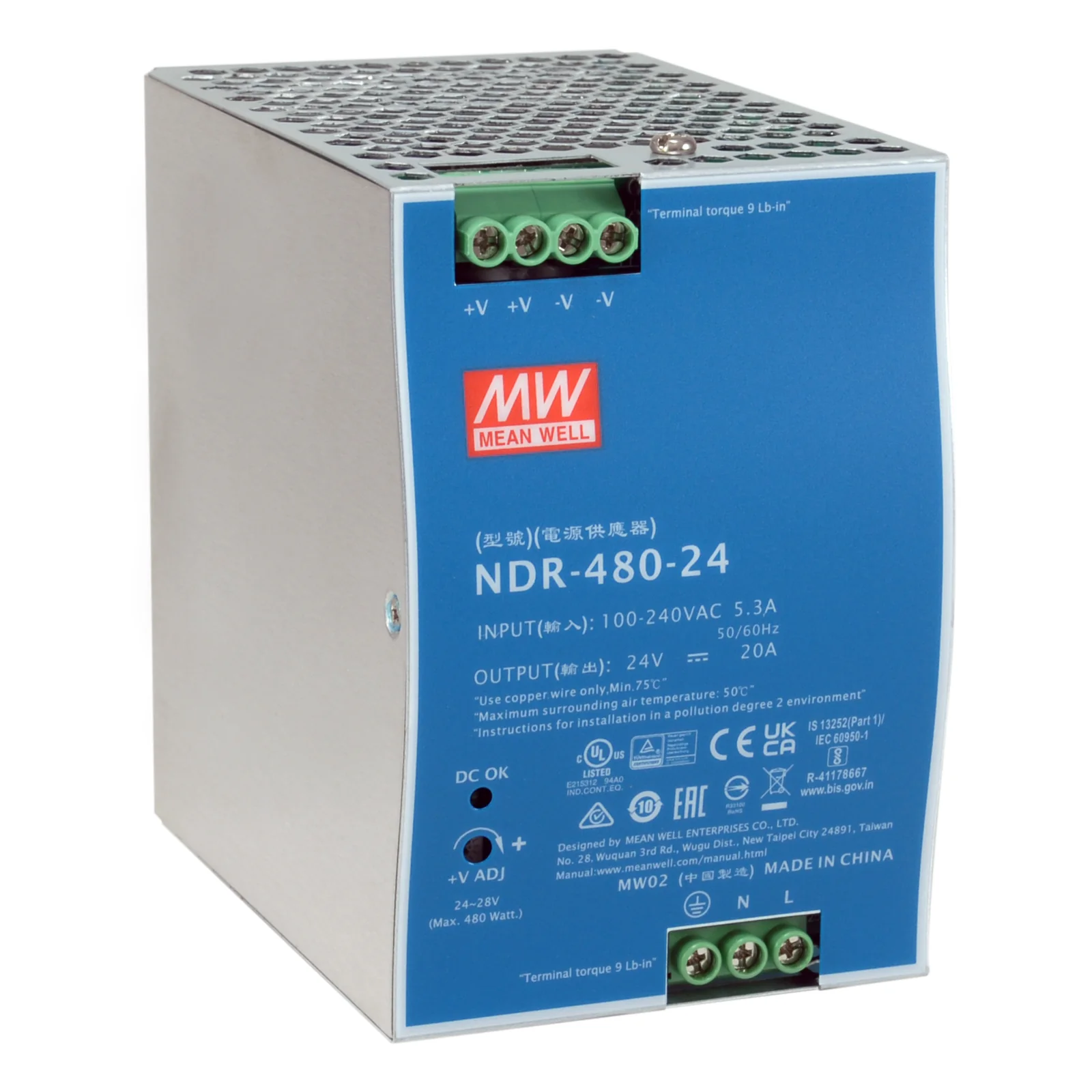 LevelOne POW-2462 unité d'alimentation d'énergie 480 W Bleu, Argent