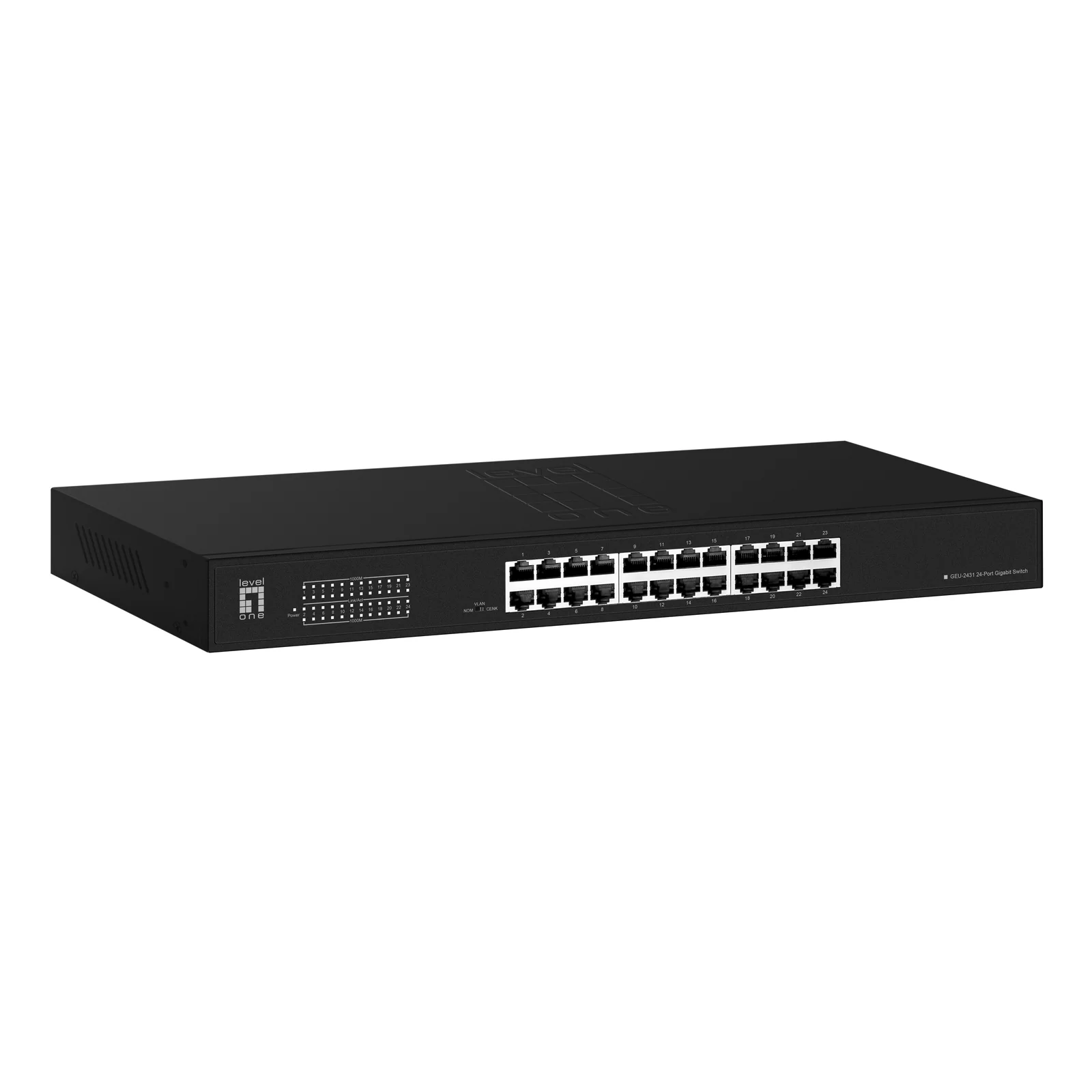 LevelOne Switch 24x GE GEU-2431 19\" Rack Mount Kit Non-géré Gigabit Ethernet (10/100/1000) 1U Noir