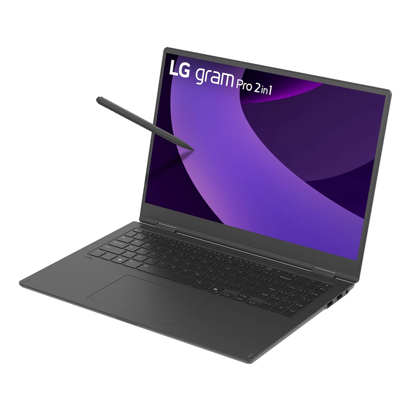 LG Gram Pro 16TB90TP Intel Core Ultra 7 255H Hybride (2-en-1) 40,6 cm (16") Écran tactile WQXGA+ 16 Go LPDDR5x-SDRAM 1 To SSD Wi-Fi 7 (802.11be) Windows 11 Pro Allemand Noir