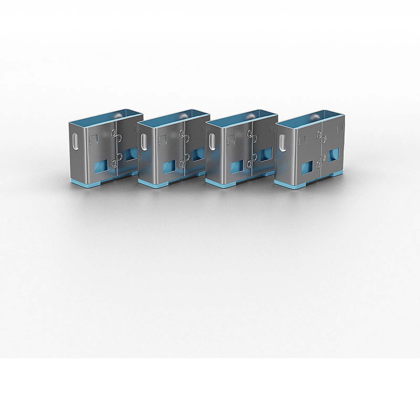 Lindy Bloqueur de port USB A, 4 pièces + clé, Bleu