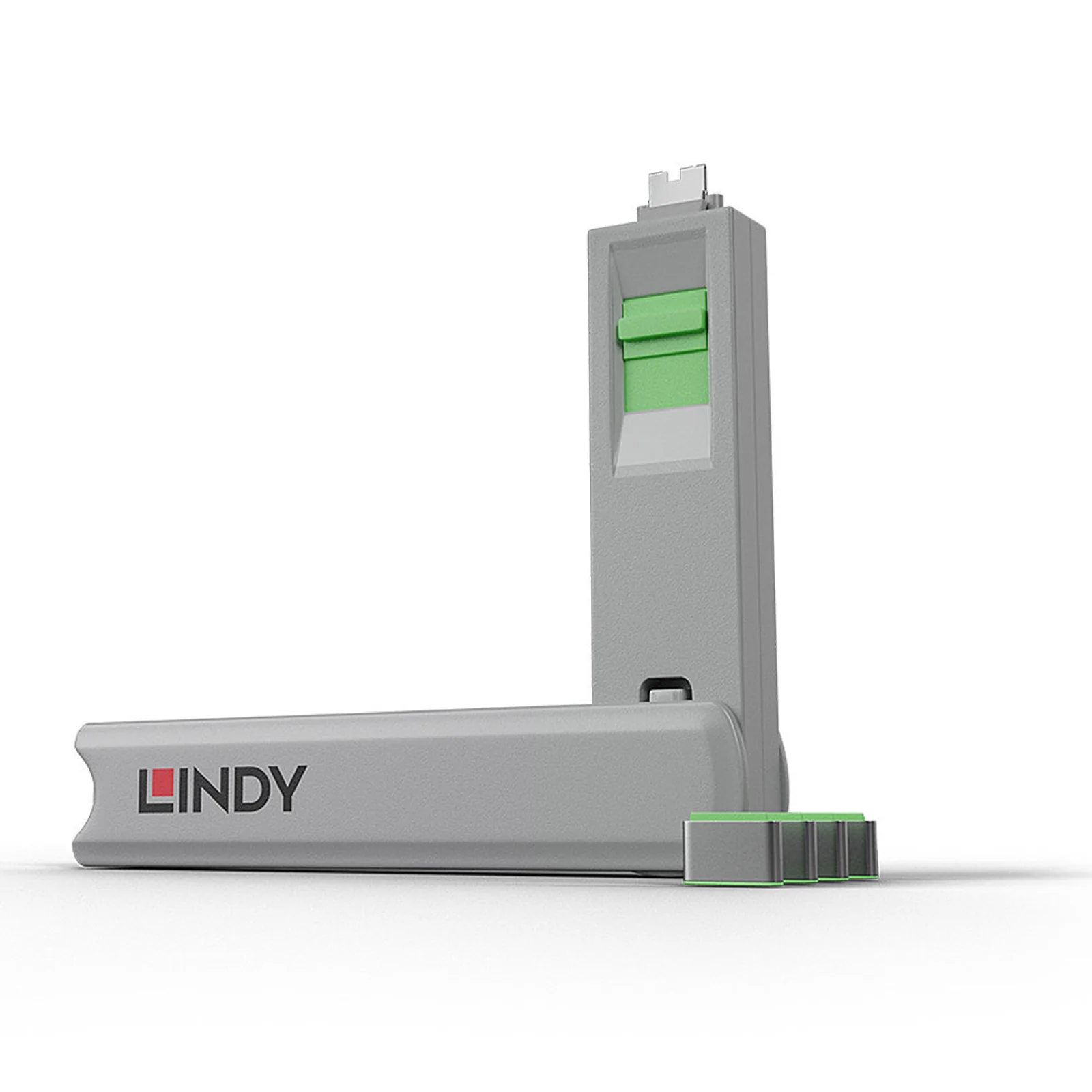 Bloqueur de port USB C, 4 pièces + clé, Vert