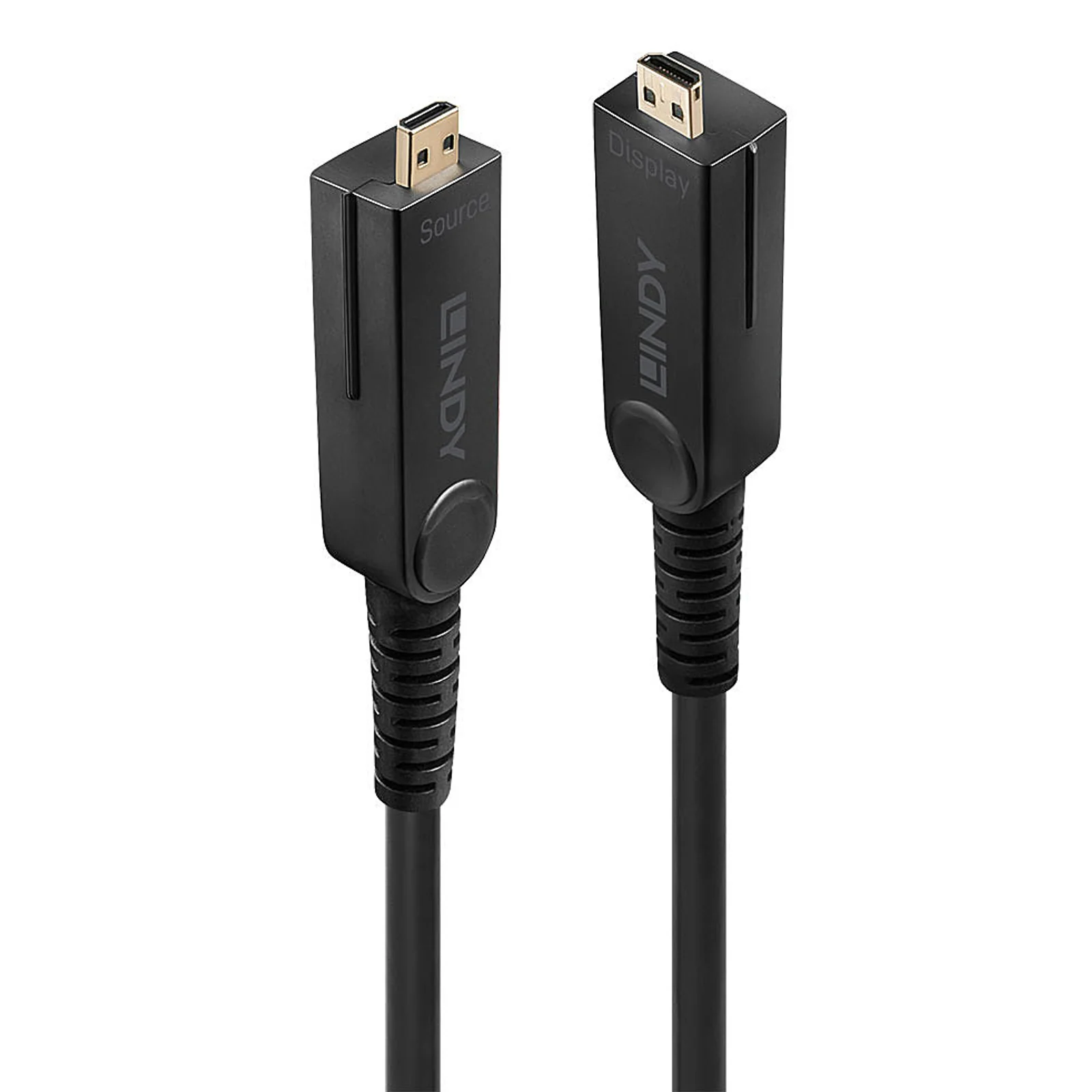 Lindy Câble 40m Micro-HDMI 4K60 Hybride Fibre Optique, Connecteurs HDMI & DVI fournis