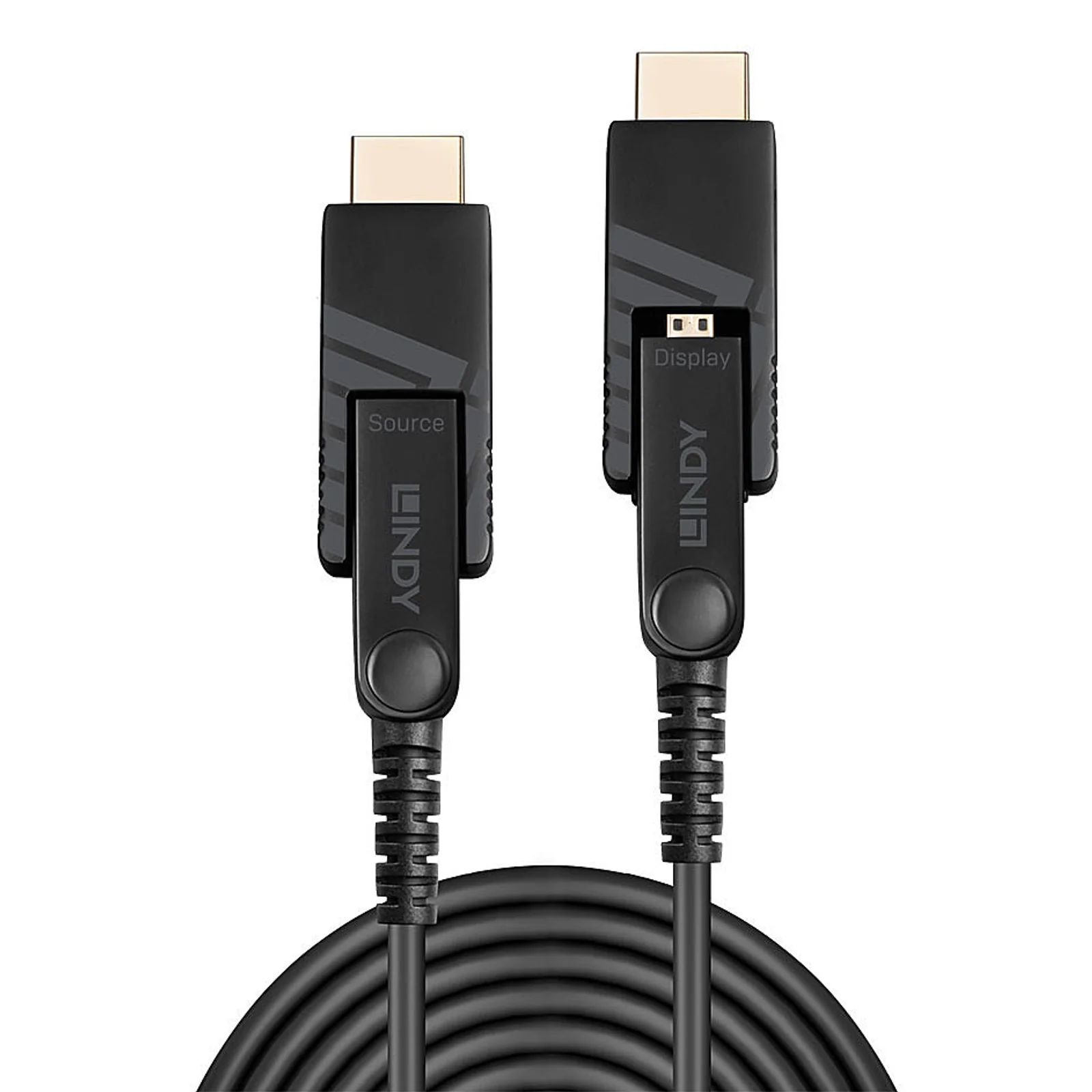 Câble 50m Micro-HDMI 4K60 Hybride Fibre Optique, Connecteurs HDMI & DVI fournis