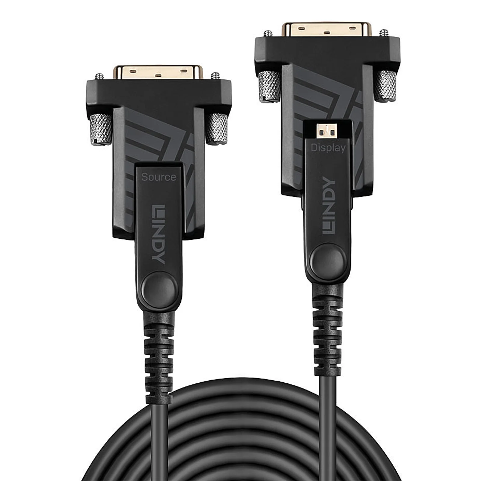 Lindy Câble 50m Micro-HDMI 4K60 Hybride Fibre Optique, Connecteurs HDMI & DVI fournis