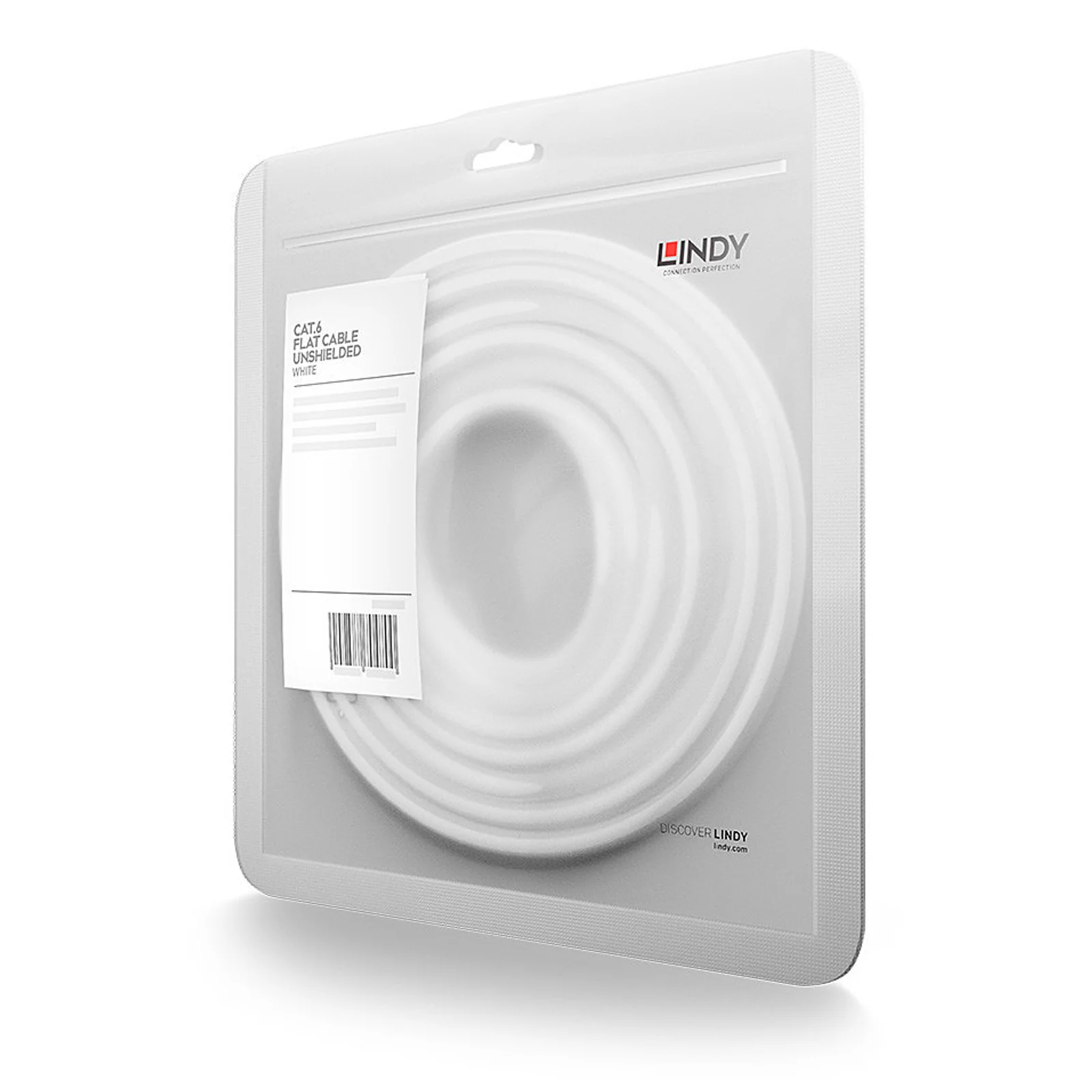 Lindy Câble réseau Plat Blanc Cat.6 U/UTP, 2m