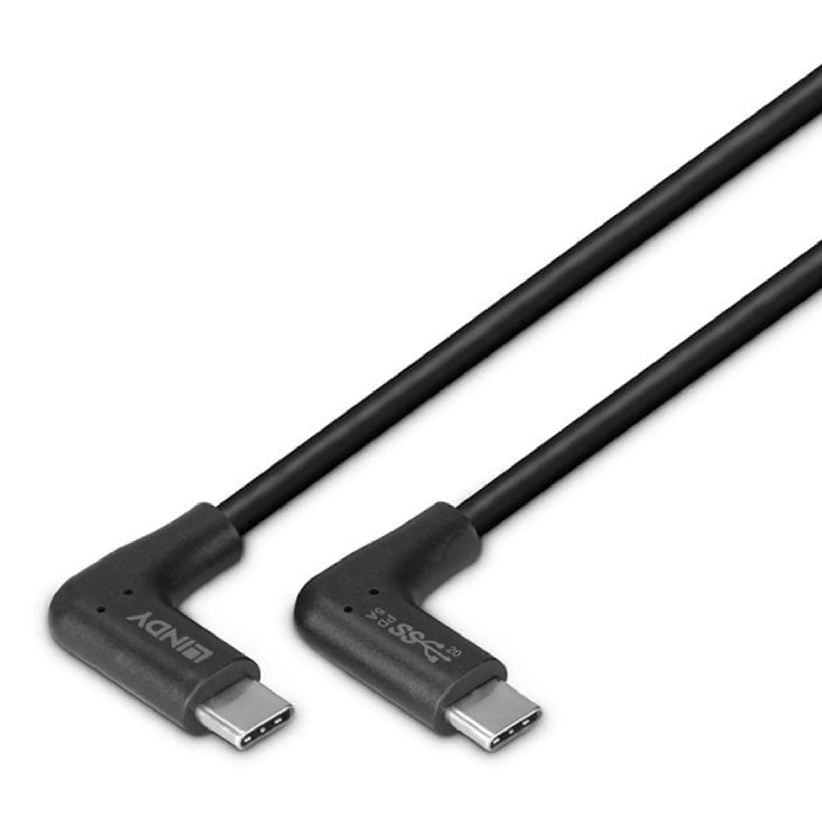 Lindy Câble USB 3.2 Type C de 0.5m, 2 x 90° à angle droit, 10Gbit/s, 60W PD