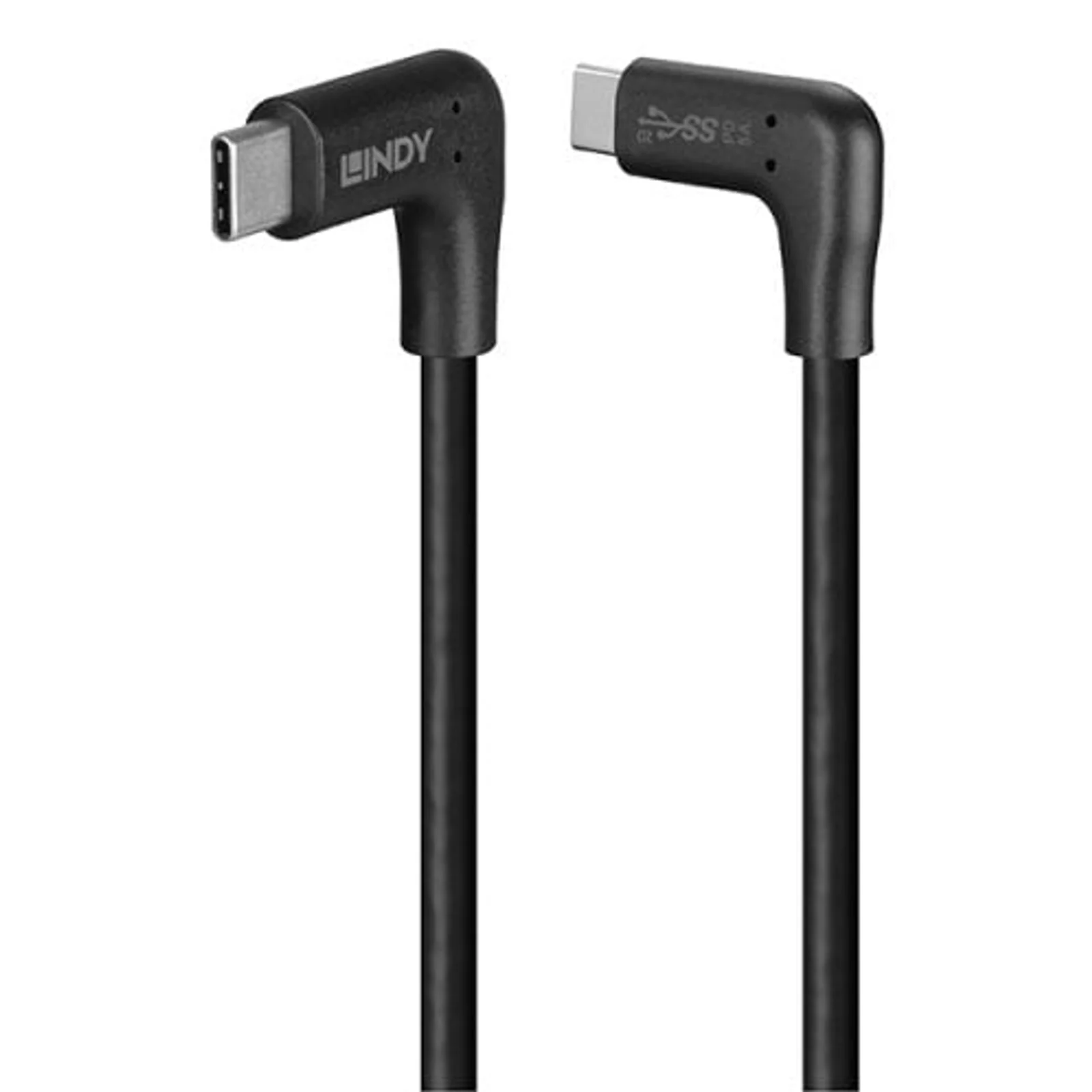 Lindy Câble USB 3.2 Type C de 1m, 2 x 90° à angle droit, 10Gbit/s, 60W PD
