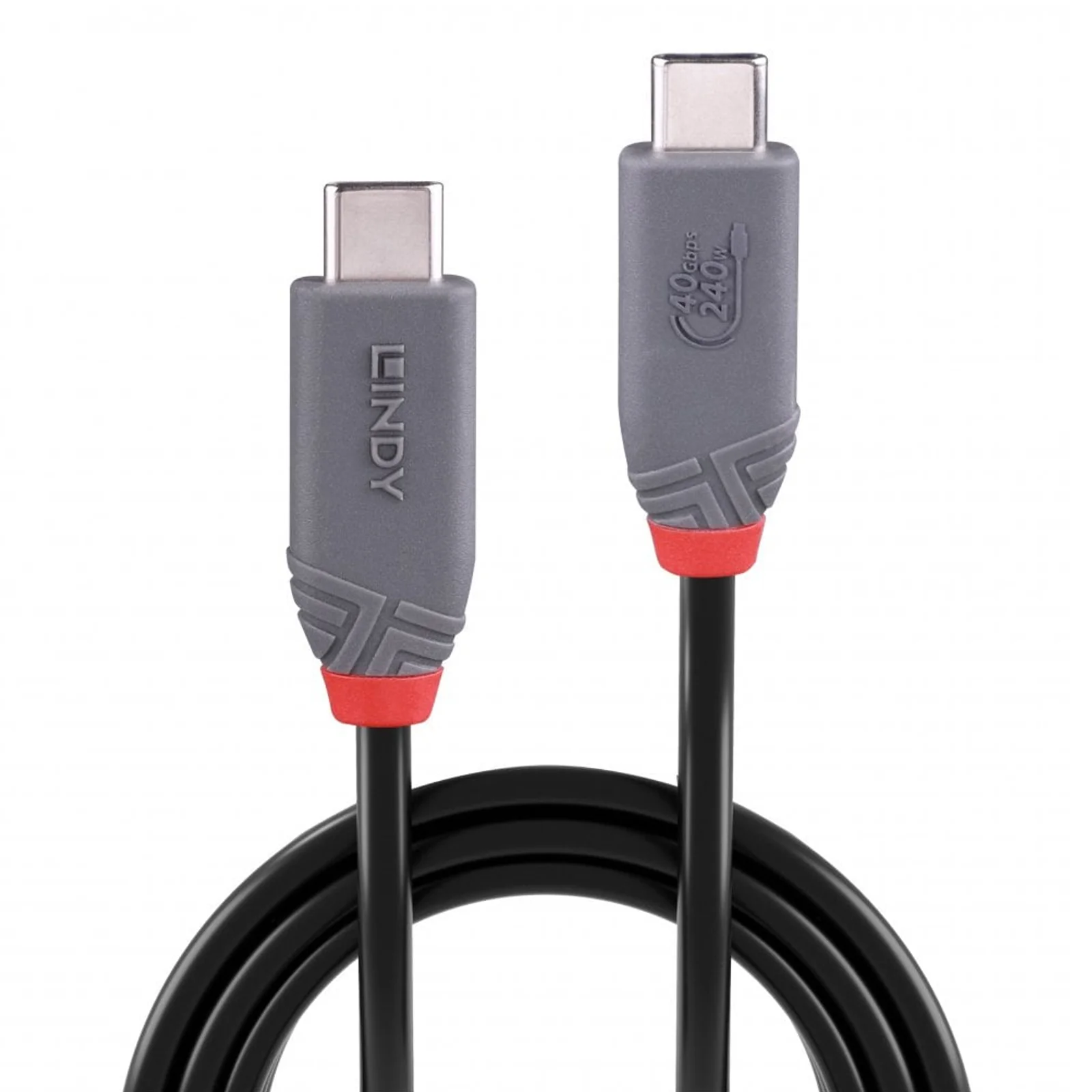 Lindy Câble USB4 Type C de 2m, 40Gbit/s, 240W PD, gamme Anthra