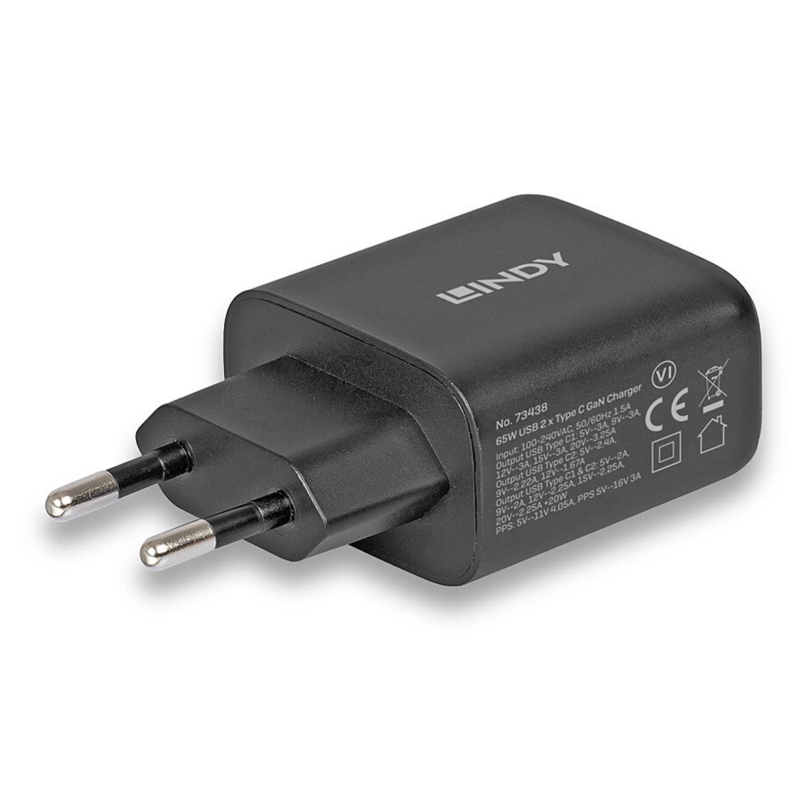 Lindy Chargeur GaN 65W 2 x USB Type C