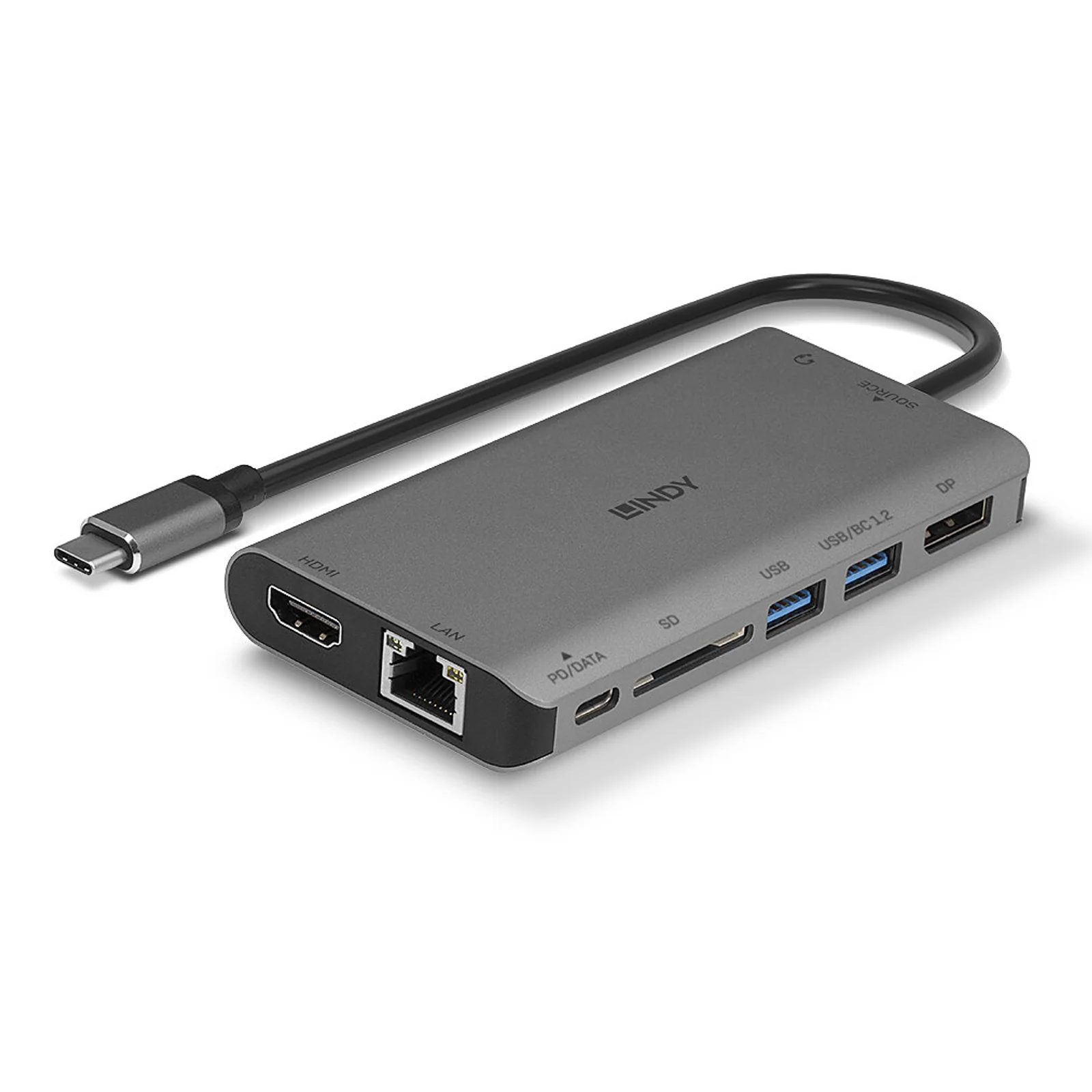 Lindy DST-Mini XT, Mini Docking Station USB-C pour Laptop pour un écran (4K) ou deux écrans (Full HD) & charge 100W
