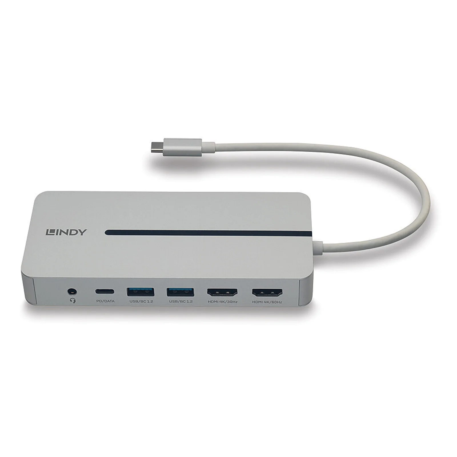 Lindy DST-Mx Duo, Mini Docking Station USB-C pour Laptop/MacBook avec prise en charge 4K sur deux écrans et charge 100W