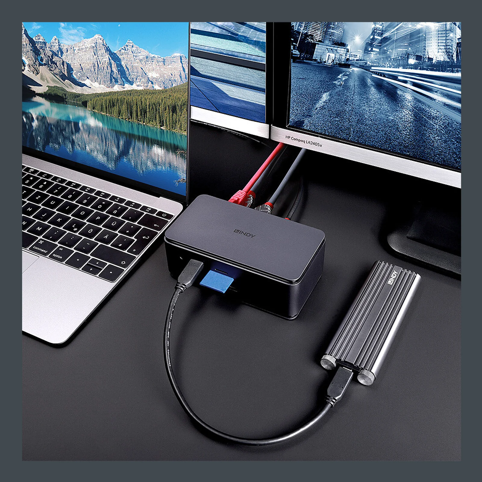 Lindy DST-Pro USB4, Docking Station USB-C pour Laptop