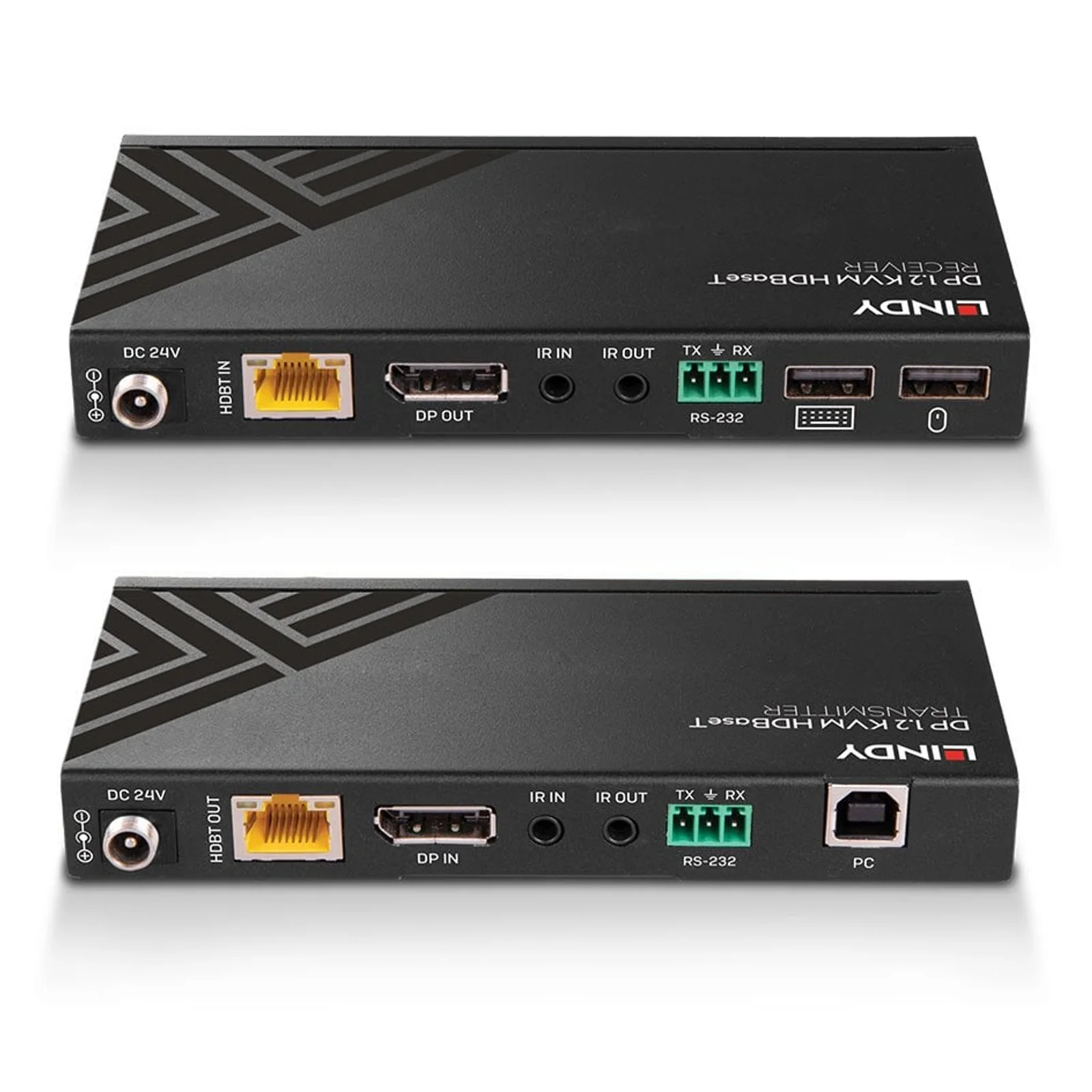 Lindy Extender KVM HDBaseT Cat.6 DisplayPort 1.2, USB, IR & RS-232, 150m