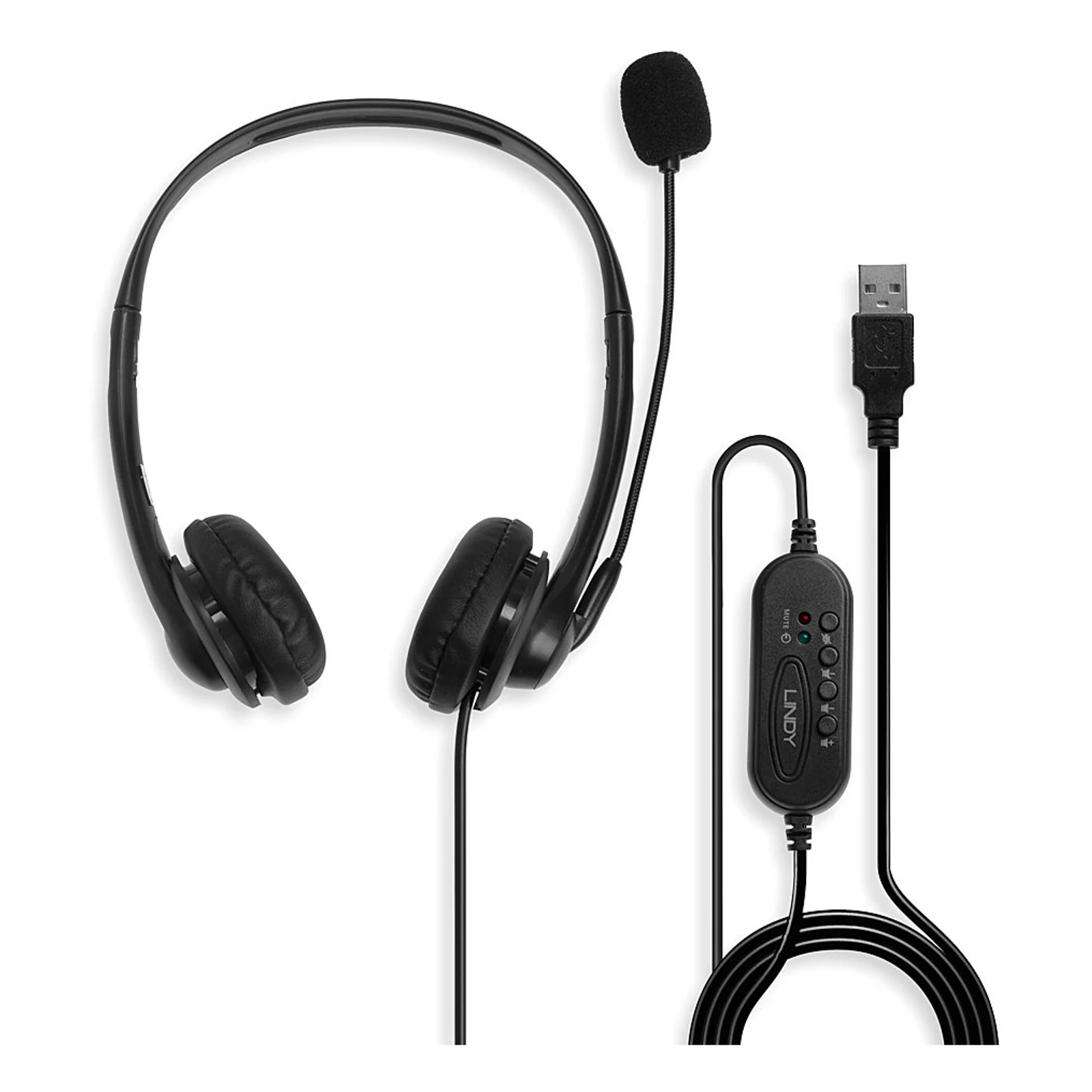 Lindy Micro-casque filaire USB Type A avec contrôle In-line