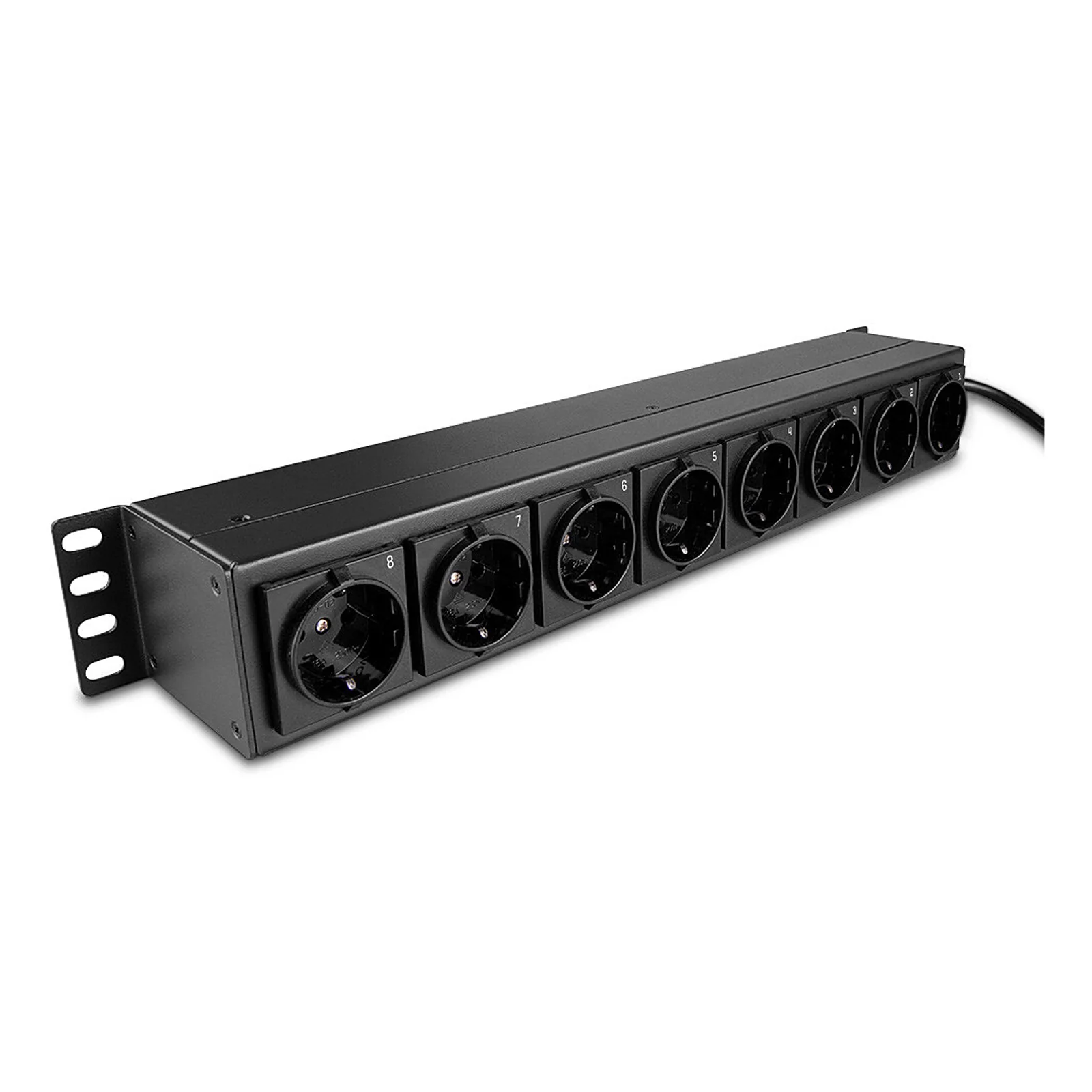 Multiprise horizontale rack 19" 1.5U, 8 prises Schuko avec interrupteurs