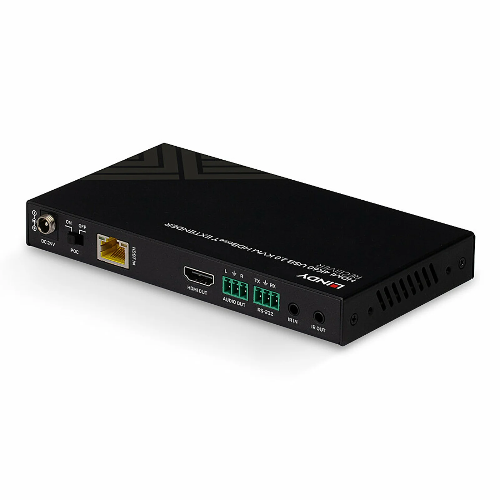 Lindy Récepteur KVM HDBaseT Cat.6 HDMI 4K60, Audio, IR & RS-232, 150m