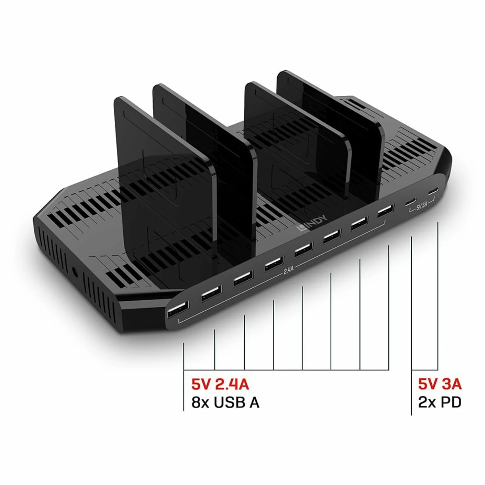 Lindy Station de Charge USB 10 ports, 120W